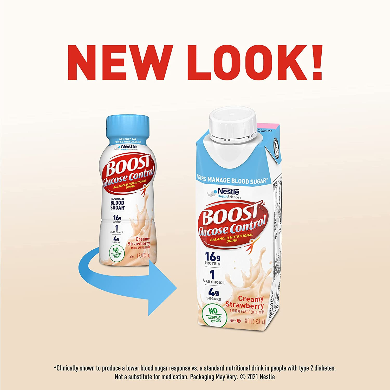 Boost Glucose Control Balanced Nutritional Drink, 8 oz., Carton, Creamy Strawberry