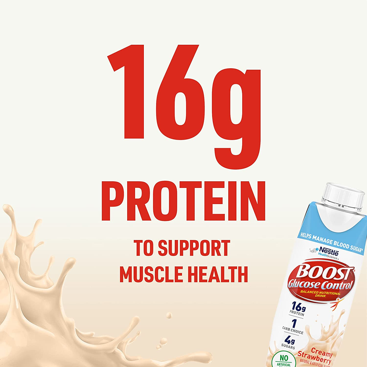 Boost Glucose Control Balanced Nutritional Drink, 8 oz., Carton, Creamy Strawberry