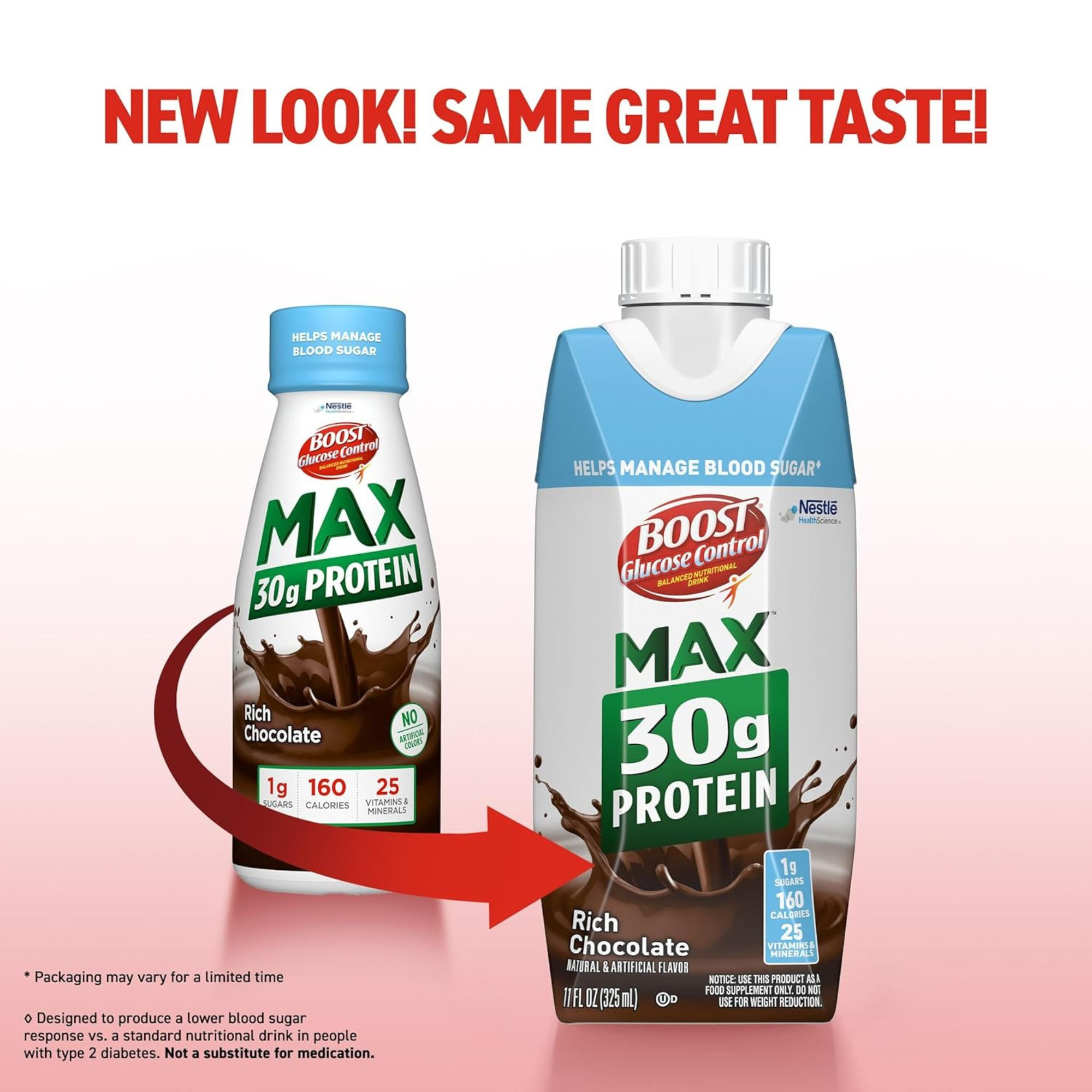 Boost Glucose Control Max Balanced Nutritional Drink, 11 oz, Bottle, Rich Chocolate