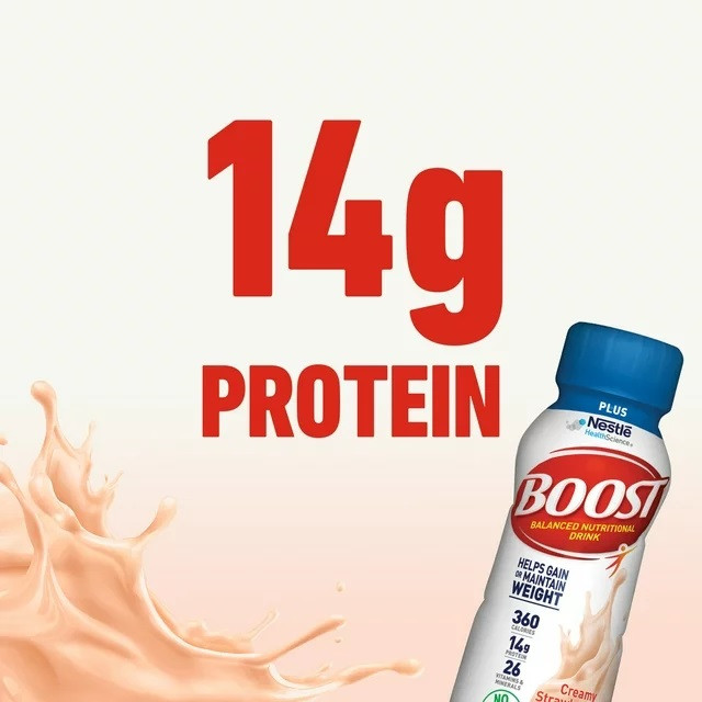 Boost Plus Balanced Nutritional Drink, Bottle, 8 oz., Creamy Strawberry