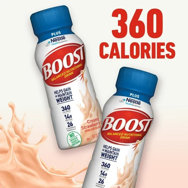 Boost Plus Balanced Nutritional Drink, Bottle, 8 oz., Creamy Strawberry