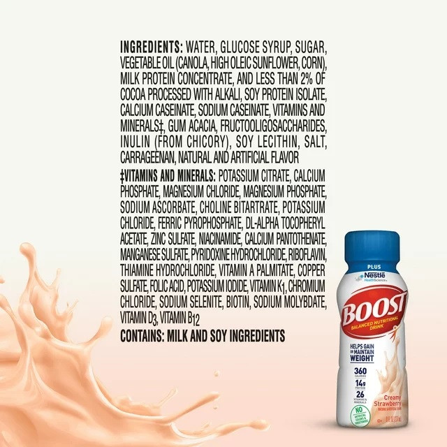 Boost Plus Balanced Nutritional Drink, Bottle, 8 oz., Creamy Strawberry