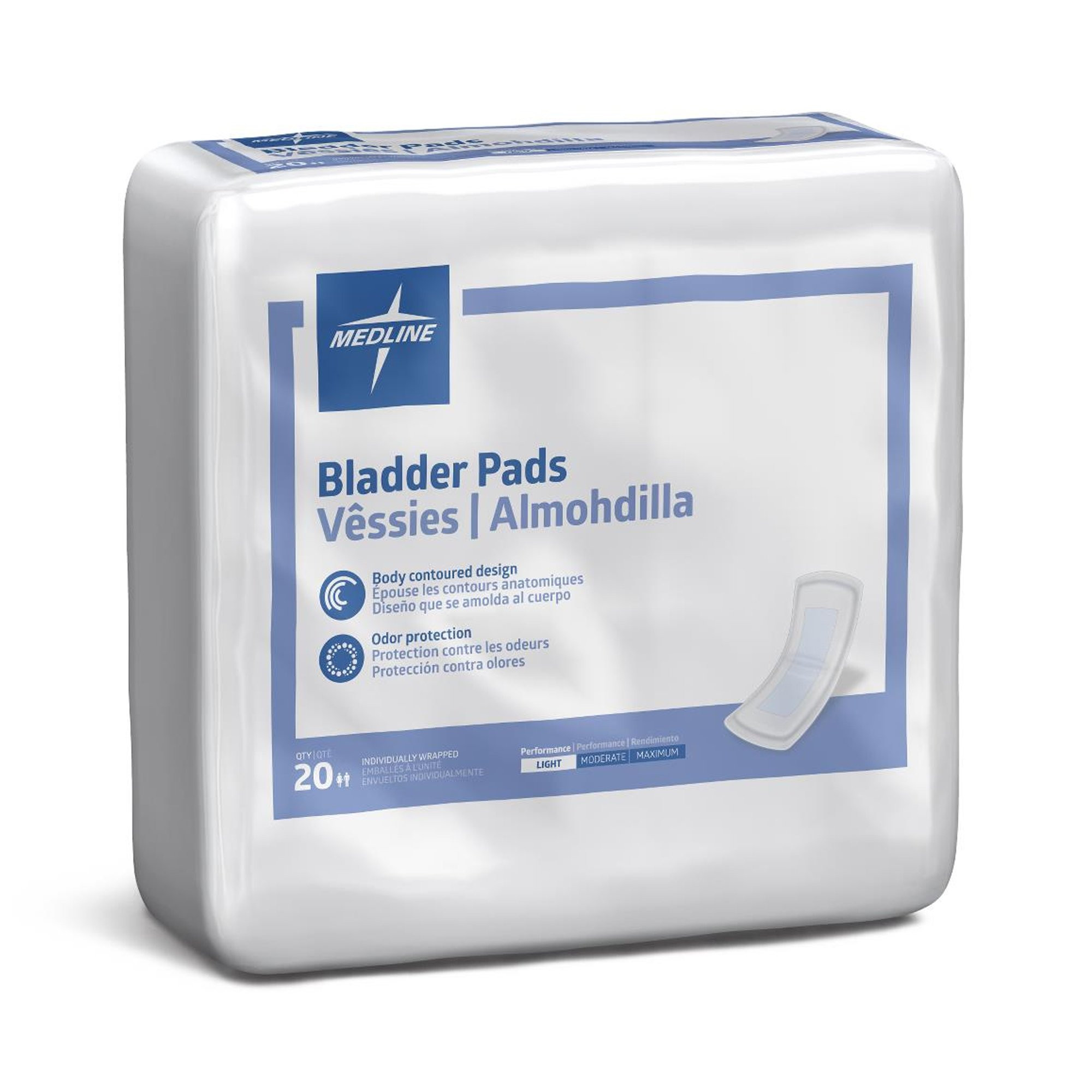 Medline Bladder Pads, Light Absorbency, MSC325100, Case of 180 (9 Bags)