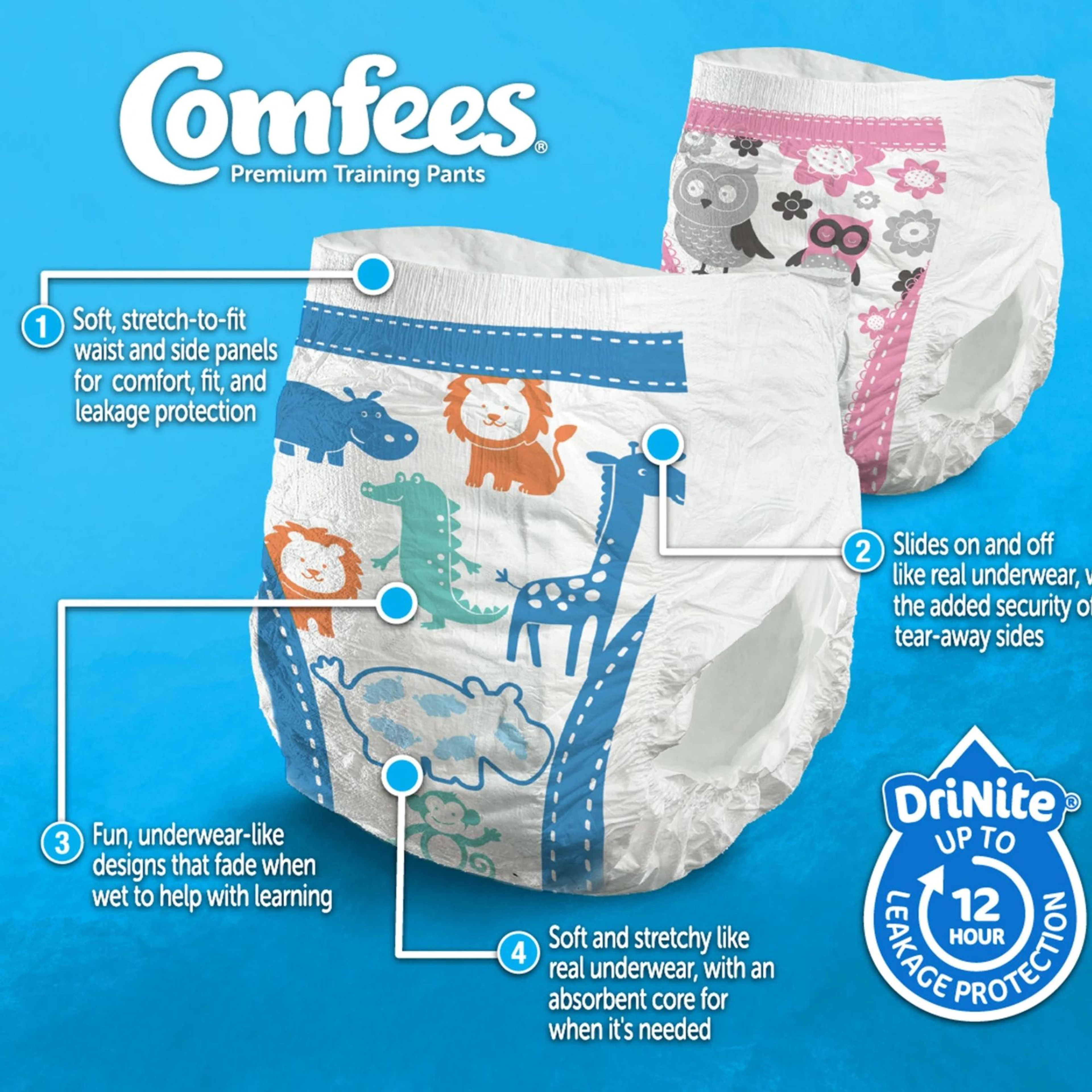 Comfees Pull-Up Premium Training Pants, Moderate Absorbency