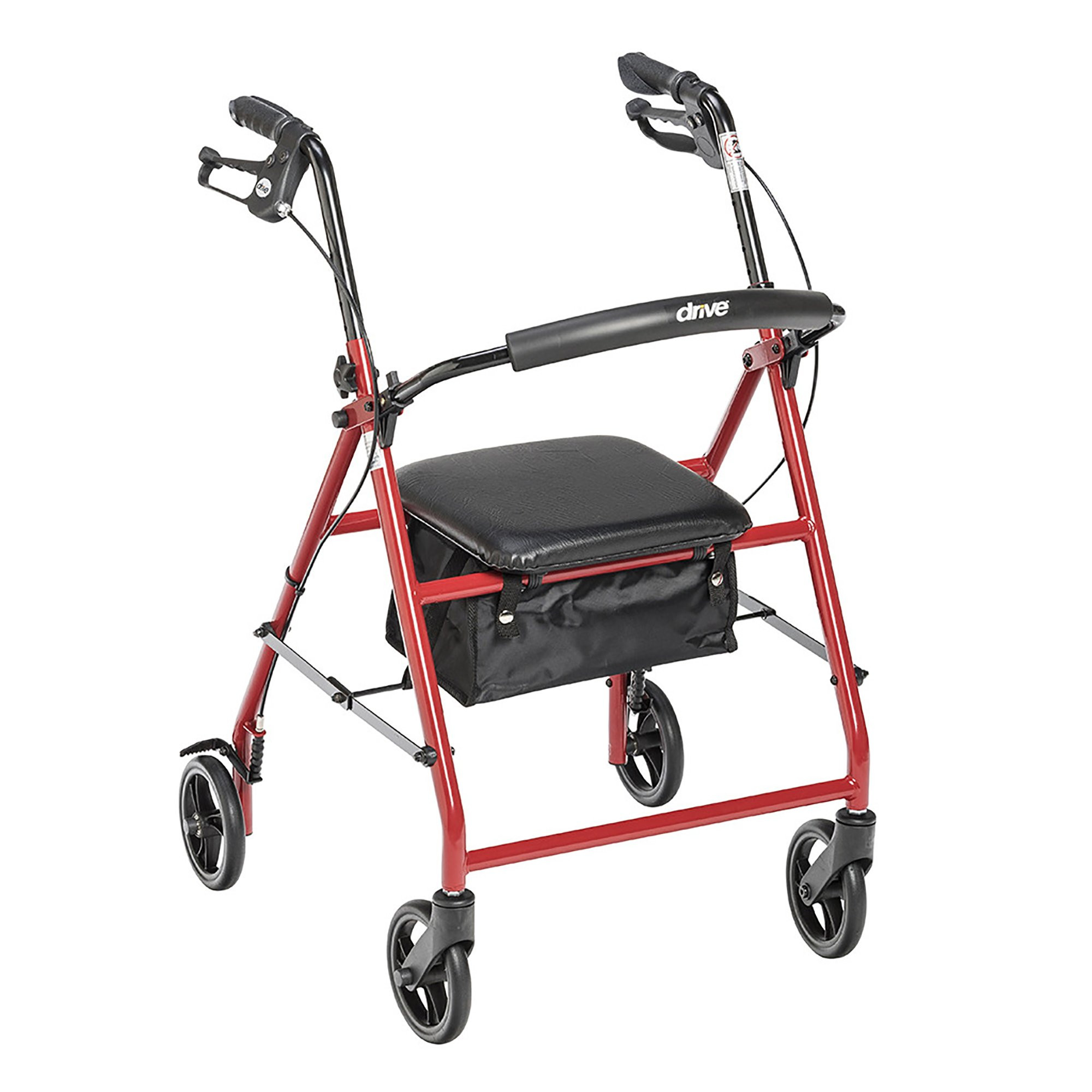 drive Adjustable Height Rollator, 6" Casters, R800RD, Red - 1 Each