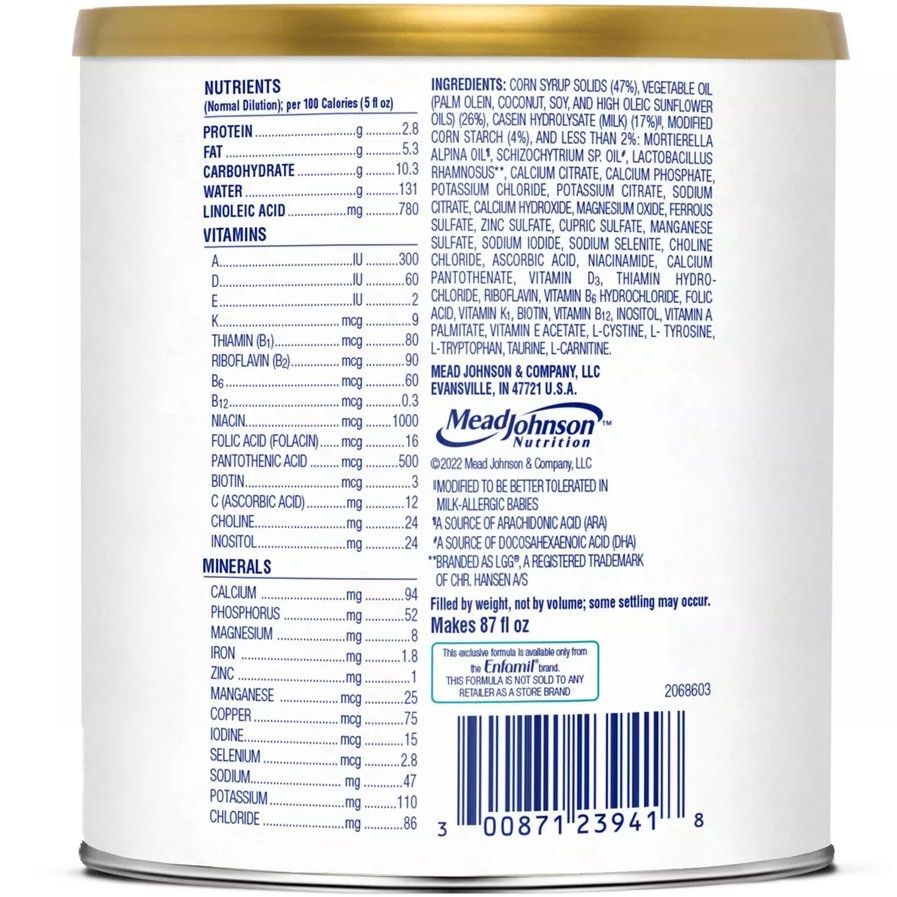 Enfamil Nutramigen with Enflora LGG Hypoallergenic Infant Formula Powder with Iron, Can, 12.6 oz.