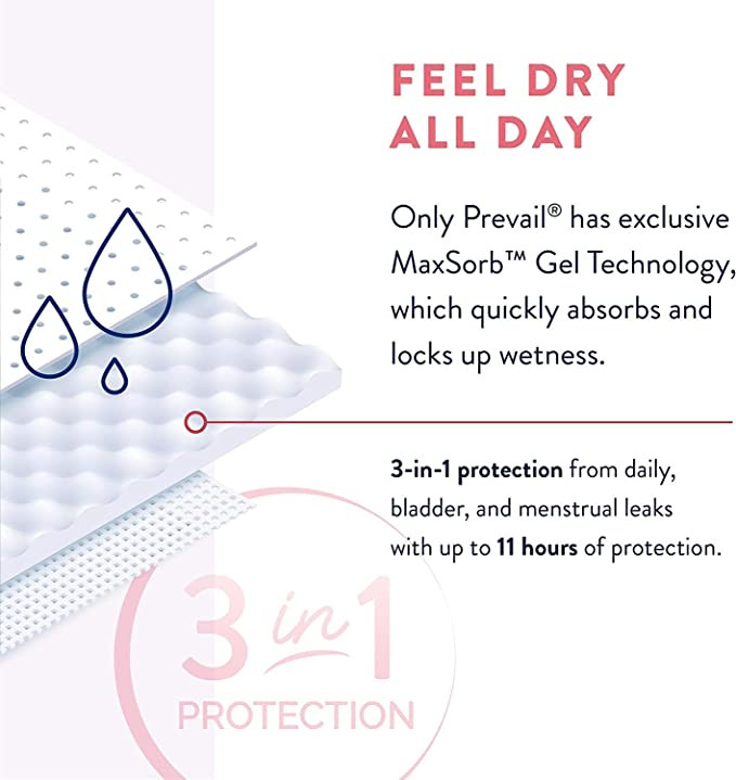 incognito by Prevail 3 in 1 Maternity Pad with Wings, Heavy Absorbency