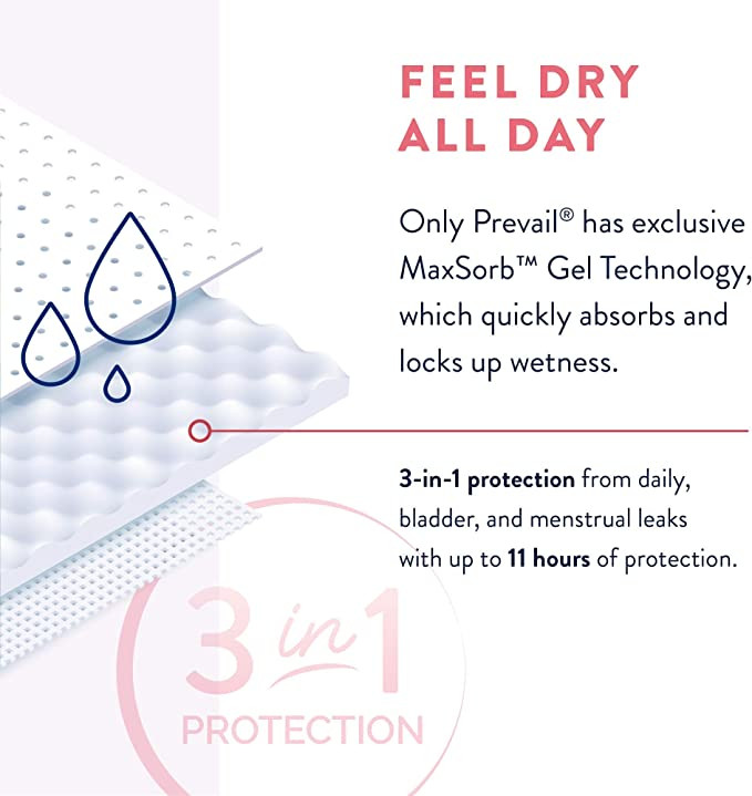 incognito by Prevail 3 in 1 Ultra Thin Pad with Wings, Regular Absorbency