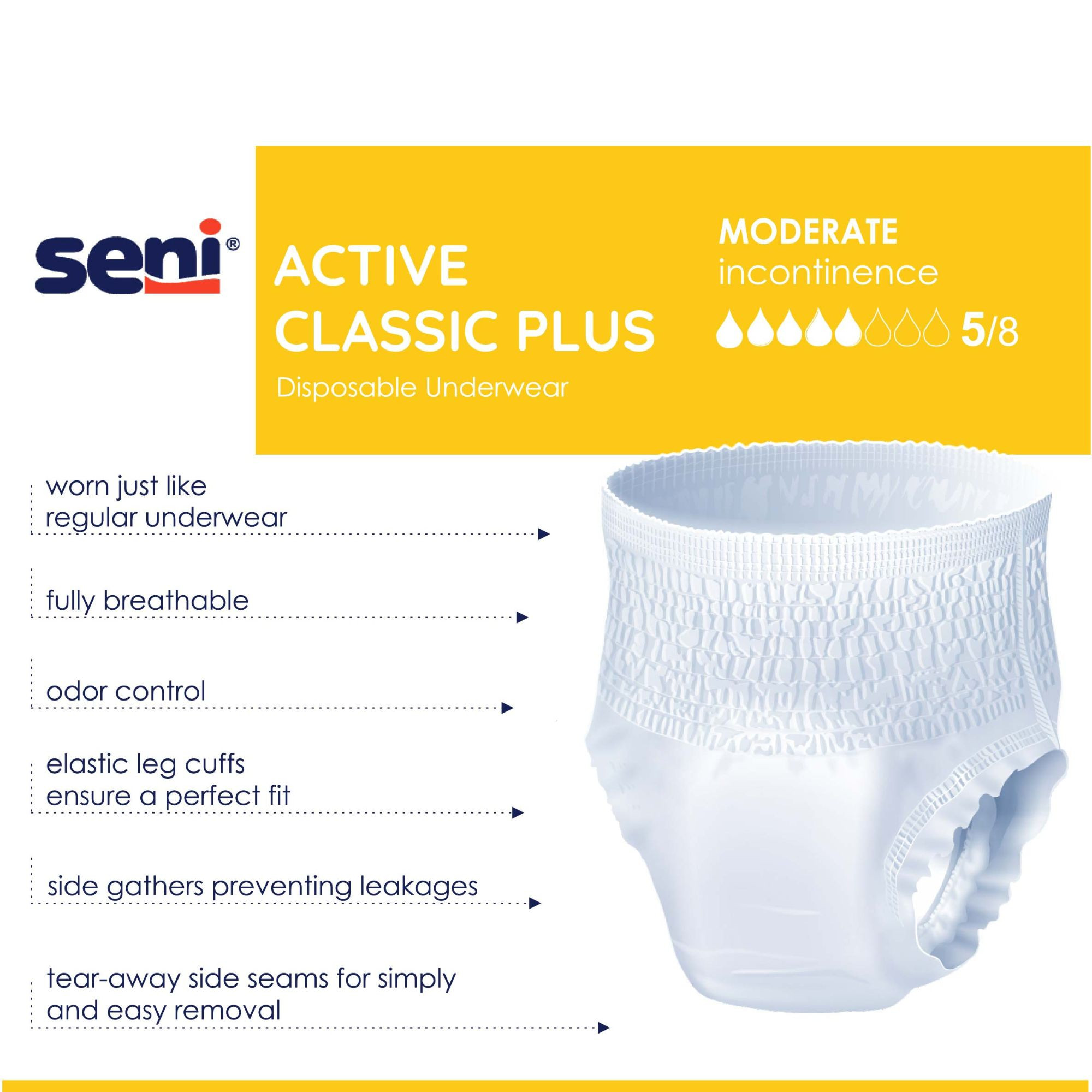 Seni Active Classic Plus Pull-up Underwear, Moderate Absorbency
