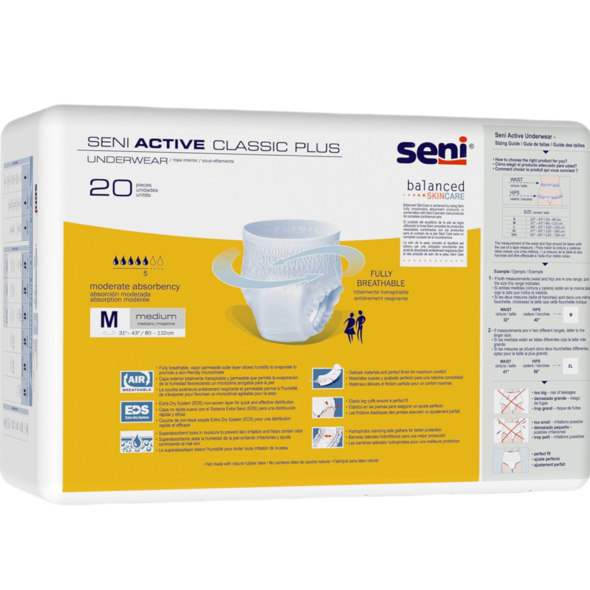 Seni Active Classic Plus Pull-up Underwear, Moderate Absorbency