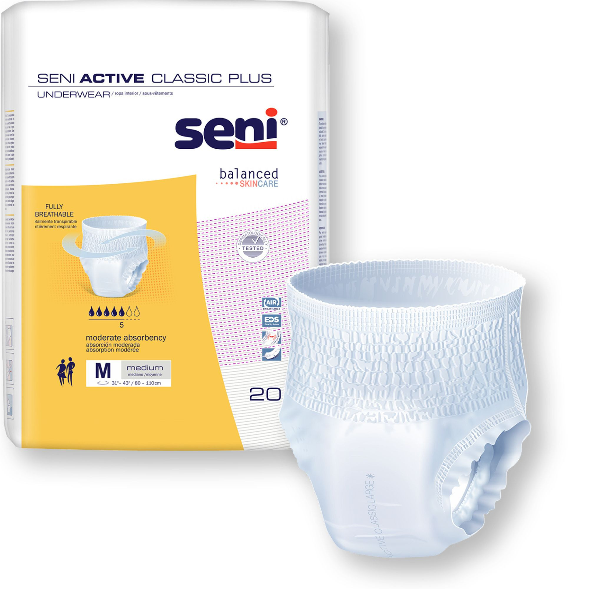 Seni Active Classic Plus Pull-up Underwear, Moderate Absorbency