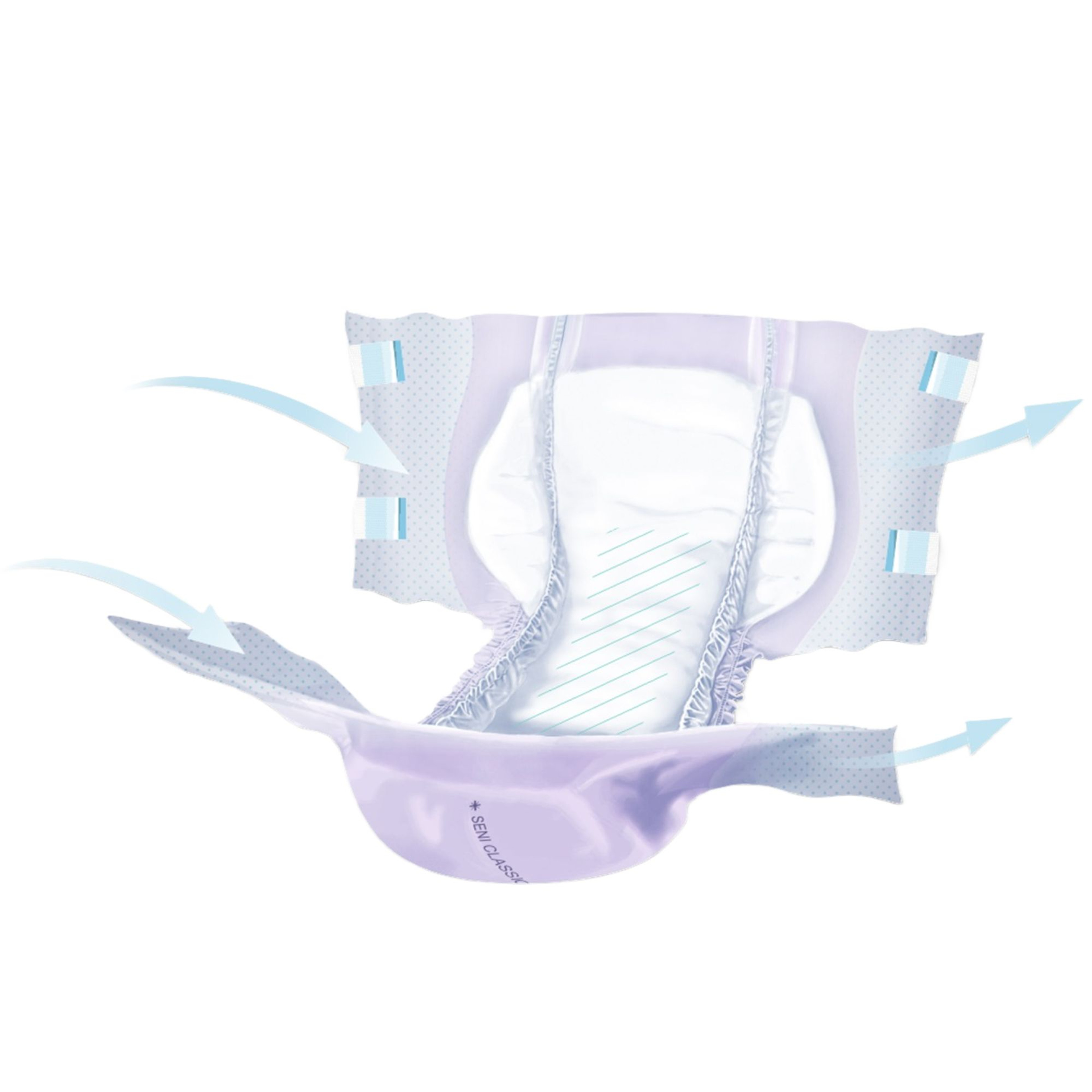 Seni Classic Plus Brief Adult Diapers with Tabs, Moderate Absorbency