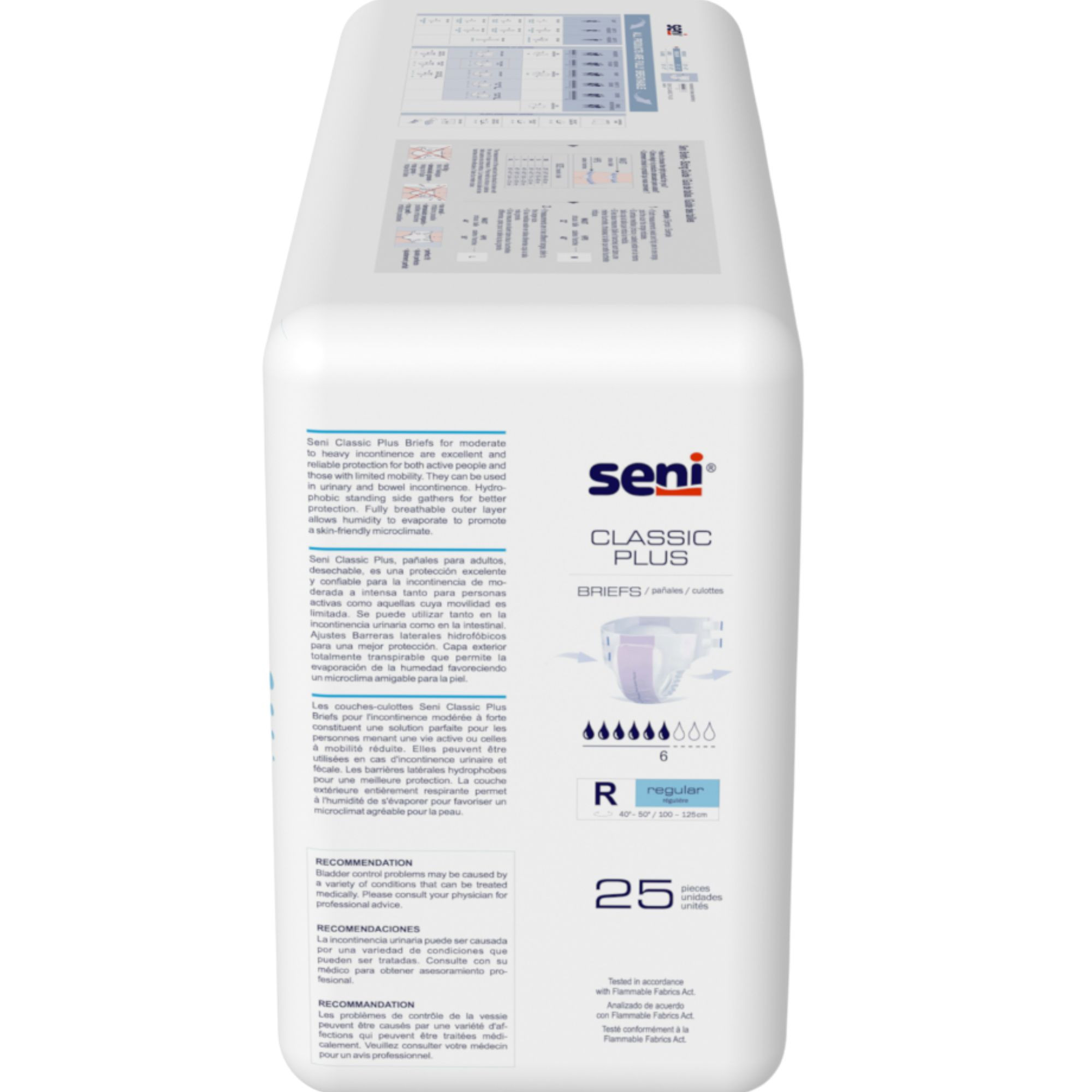 Seni Classic Plus Brief Adult Diapers with Tabs, Moderate Absorbency