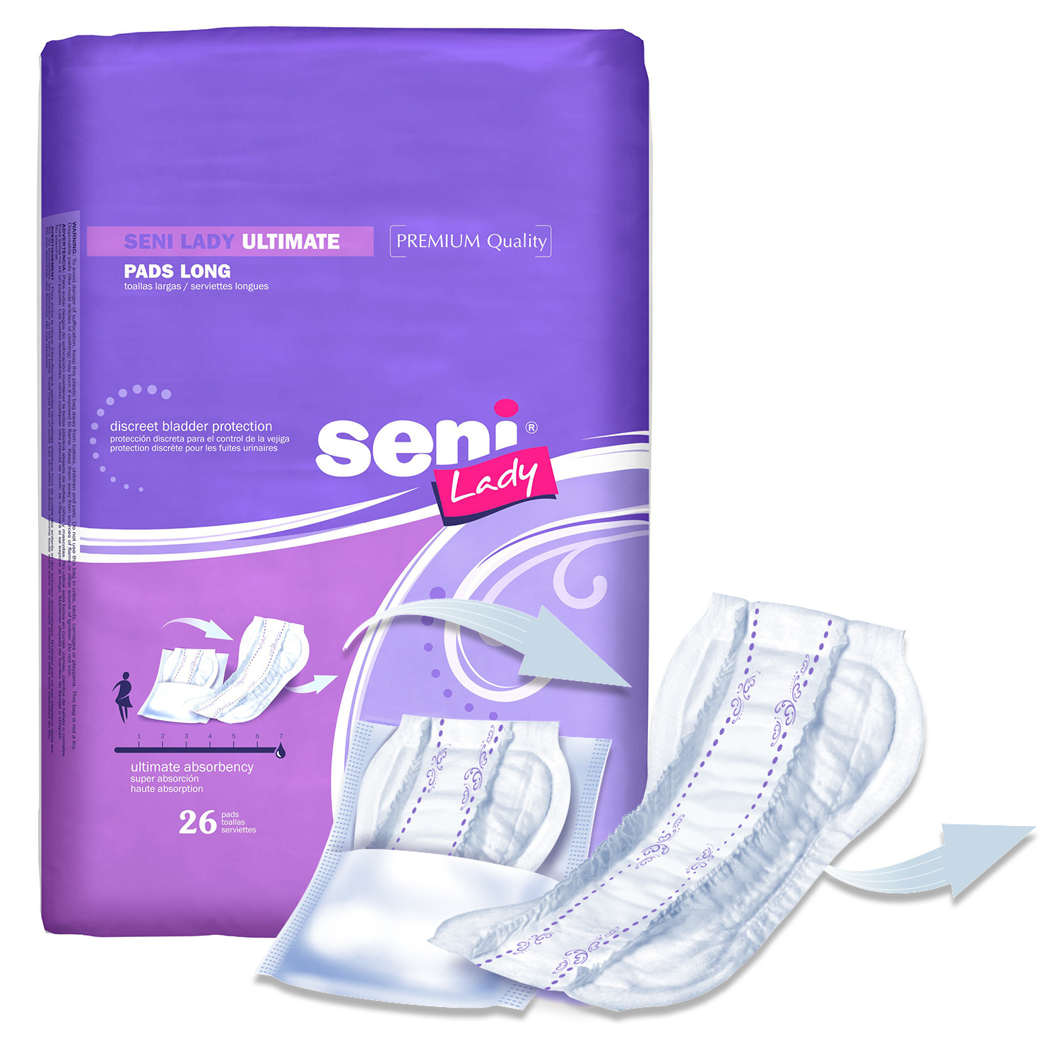 Seni Lady Ultimate Incontinence Bladder Pads, Heavy Absorbency