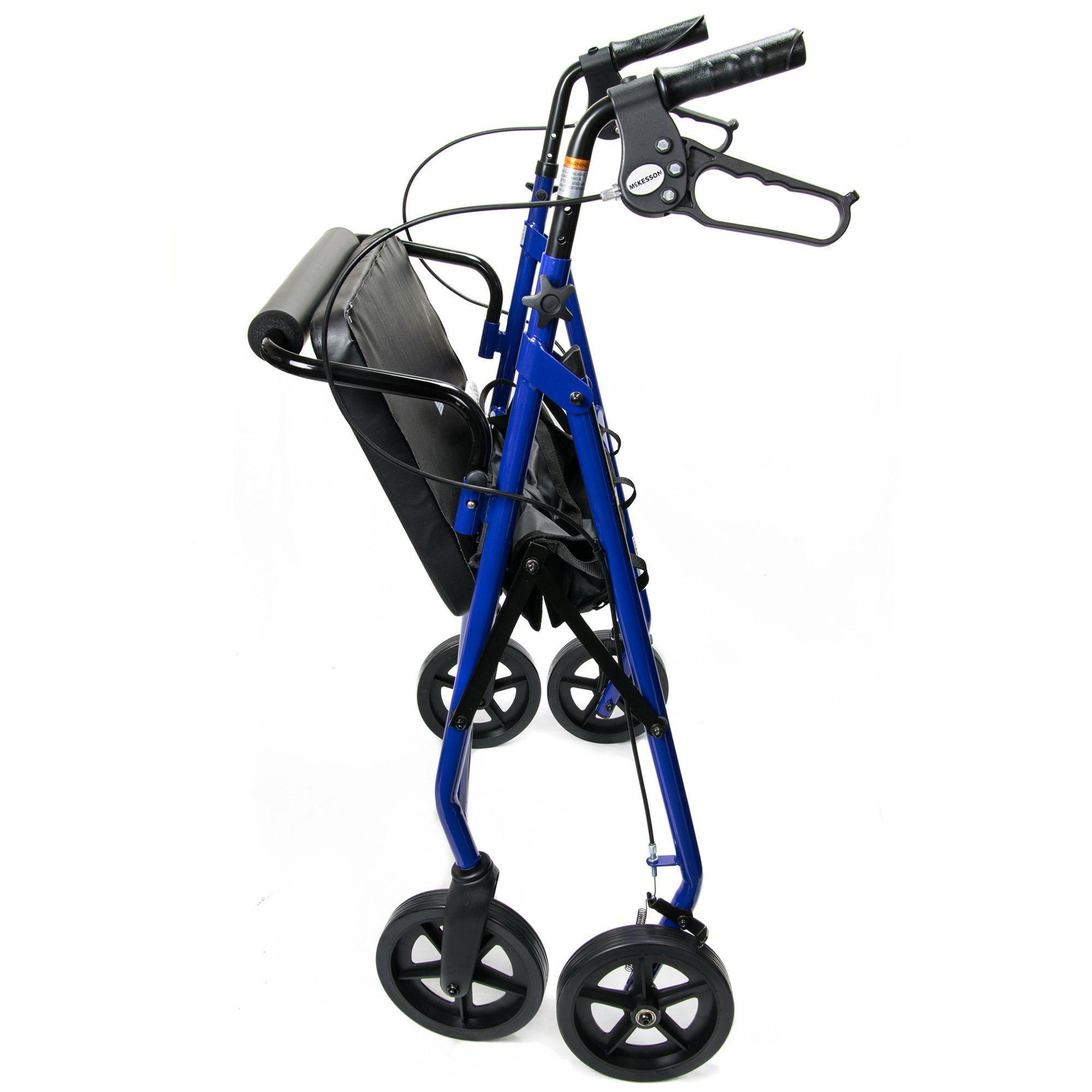 McKesson Folding Bariatric 4 Wheel Rollator, Blue, Steel Frame , 146-10216BL-1, 1 Each