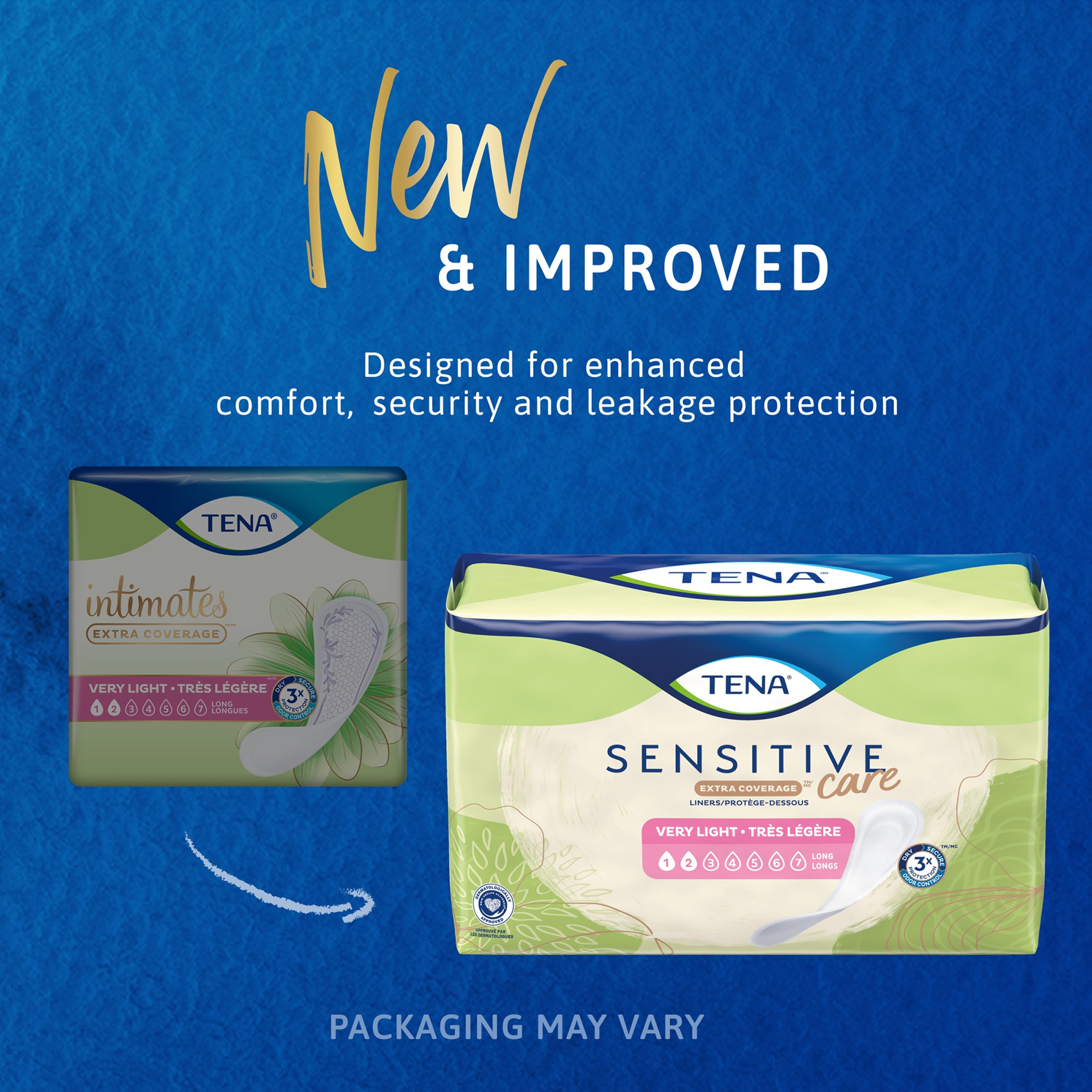 TENA Sensitive Care Extra Coverage Liners for Women, Very Light Absorbency