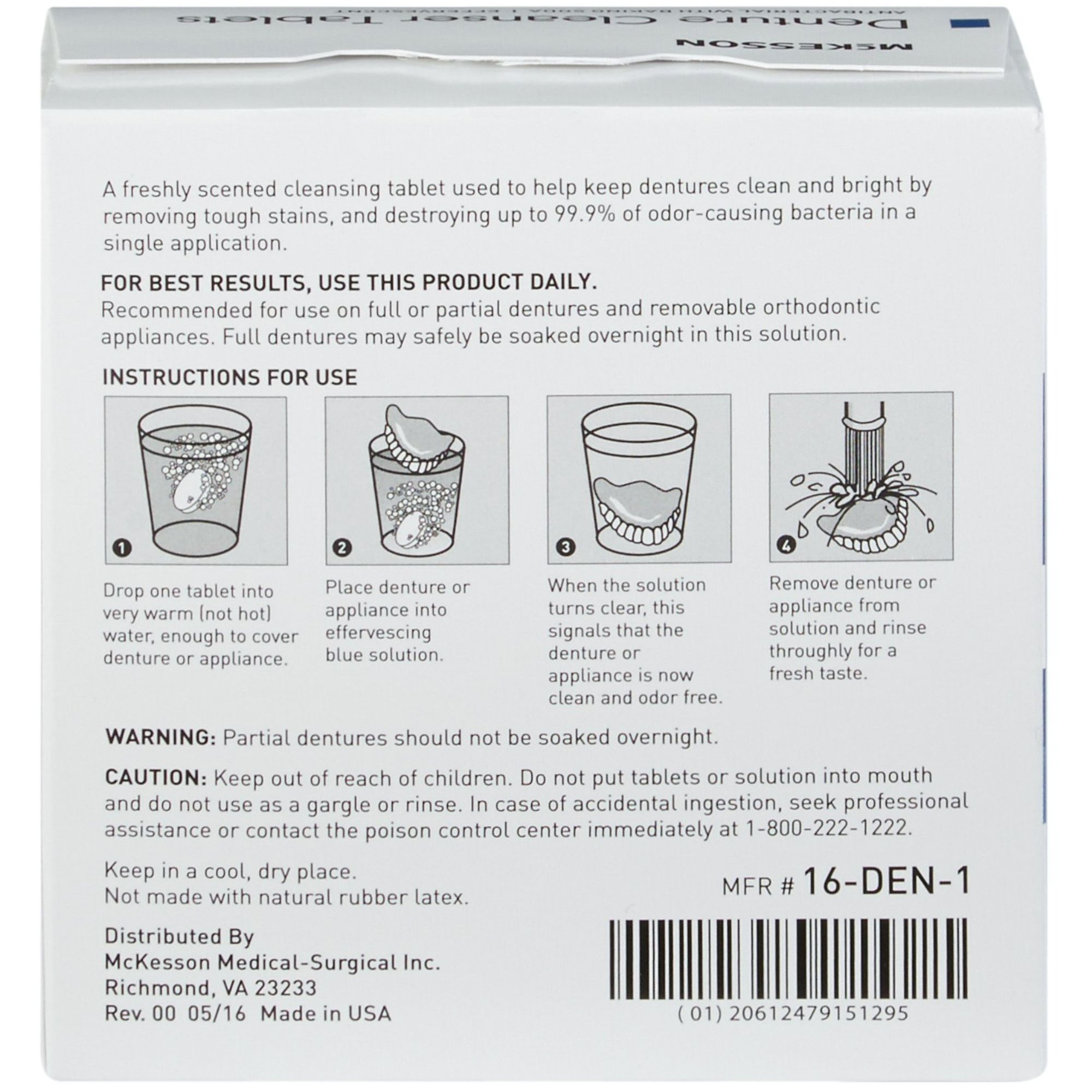 McKesson Denture Cleanser Tablets, 16-DEN-1, 1 Box (40 Tablets)