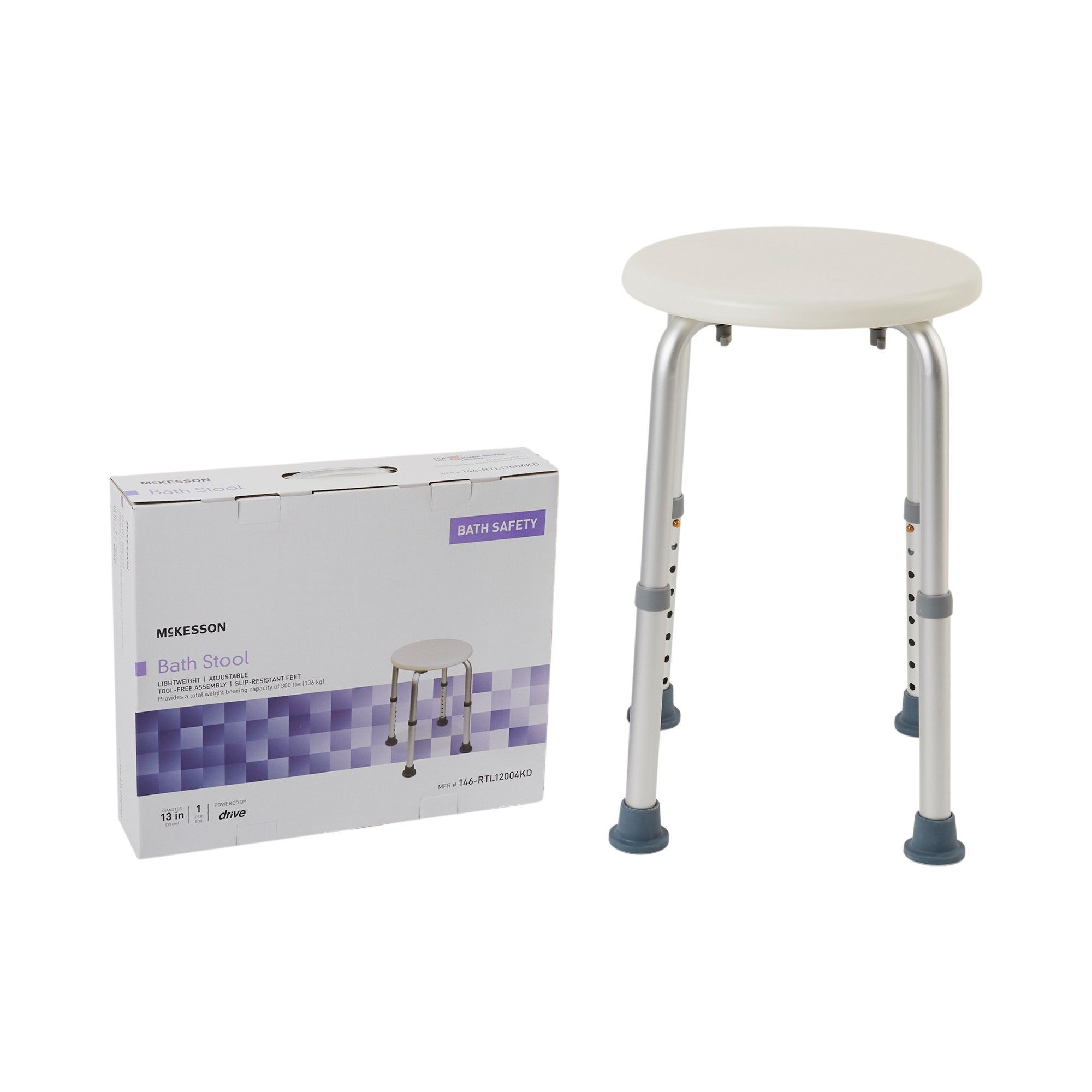 McKesson Aluminum Bath Stool, 146-RTL12004KD, 1 Each