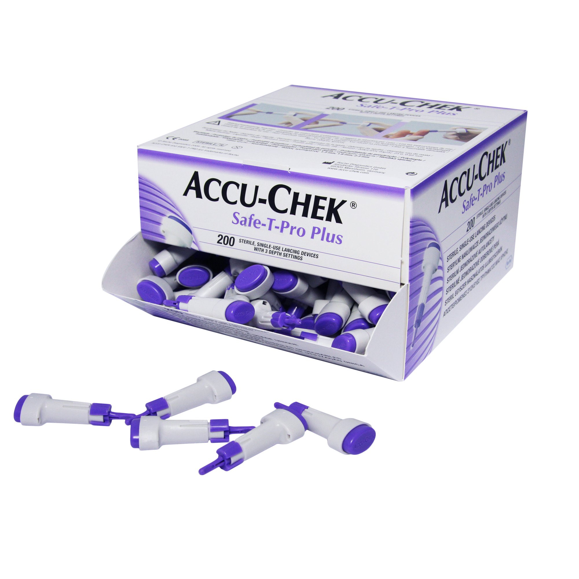 Accu-Chek Safe-T-Pro Plus Adjustable Depth Lancet, 03448622001, Box of 200
