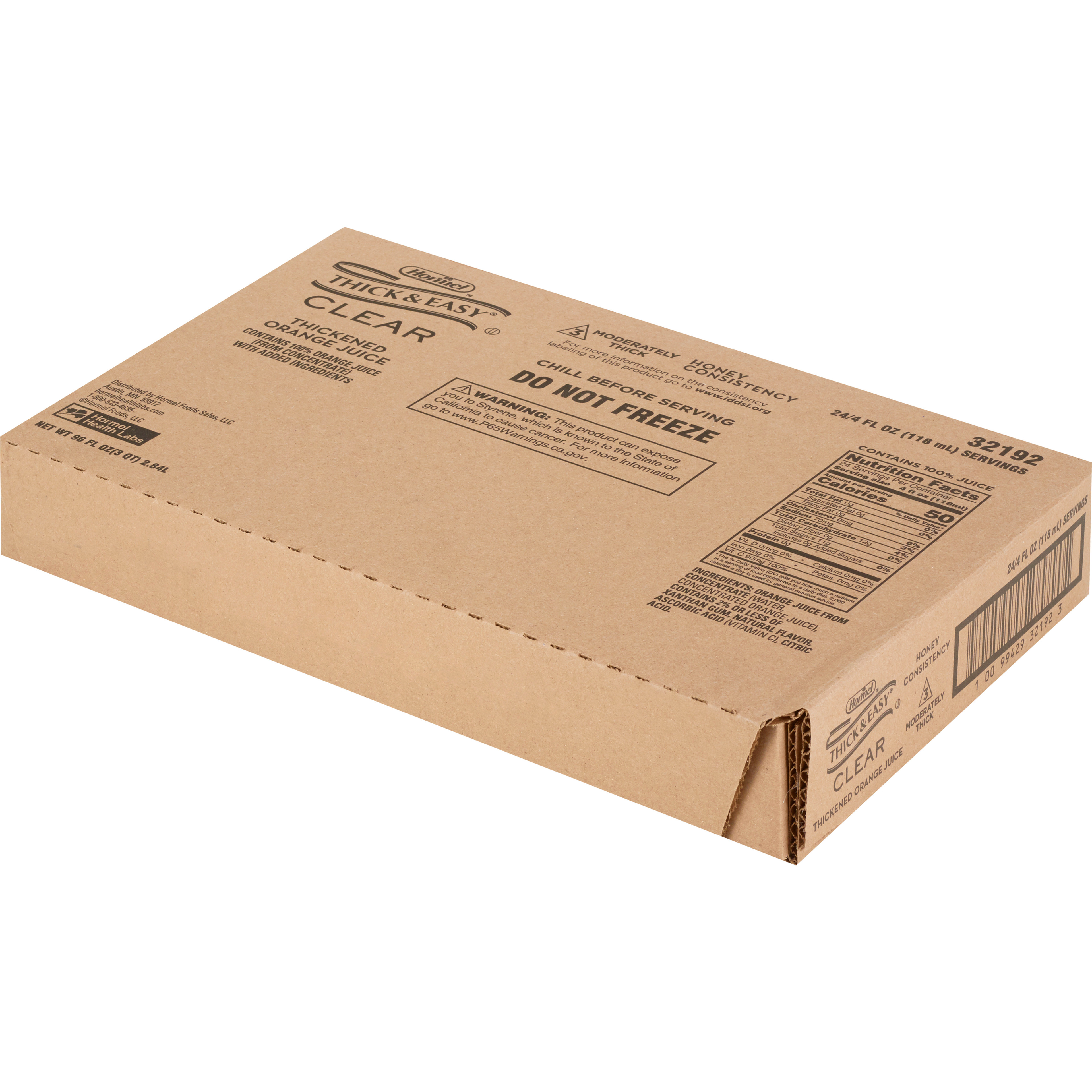 Hormel Thick & Easy Clear Thickened Beverage, Honey Consistency, Moderately Thick, Orange Juice
