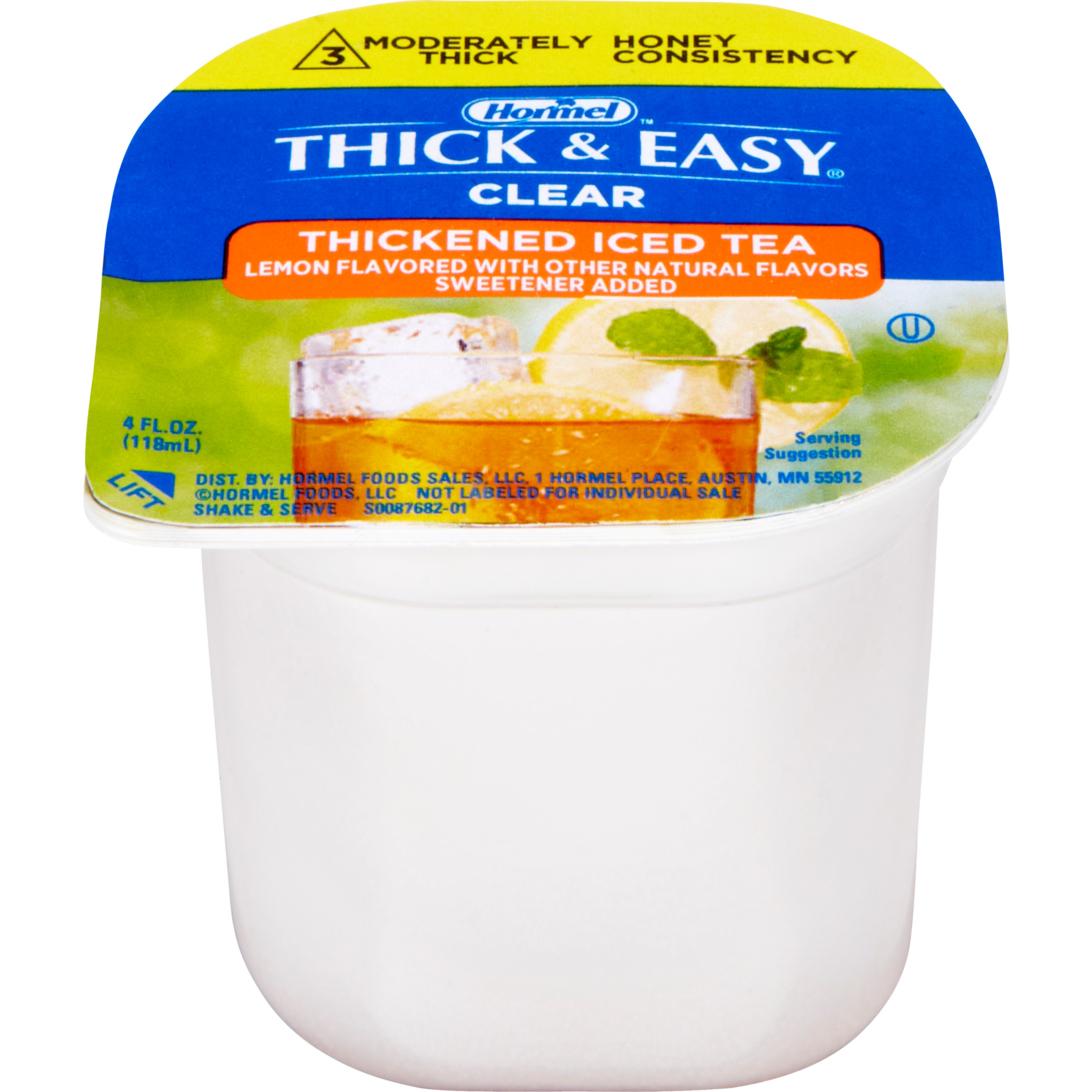 Hormel Thick & Easy Clear Thickened Beverage, Honey Consistency, Moderately Thick, Iced Tea