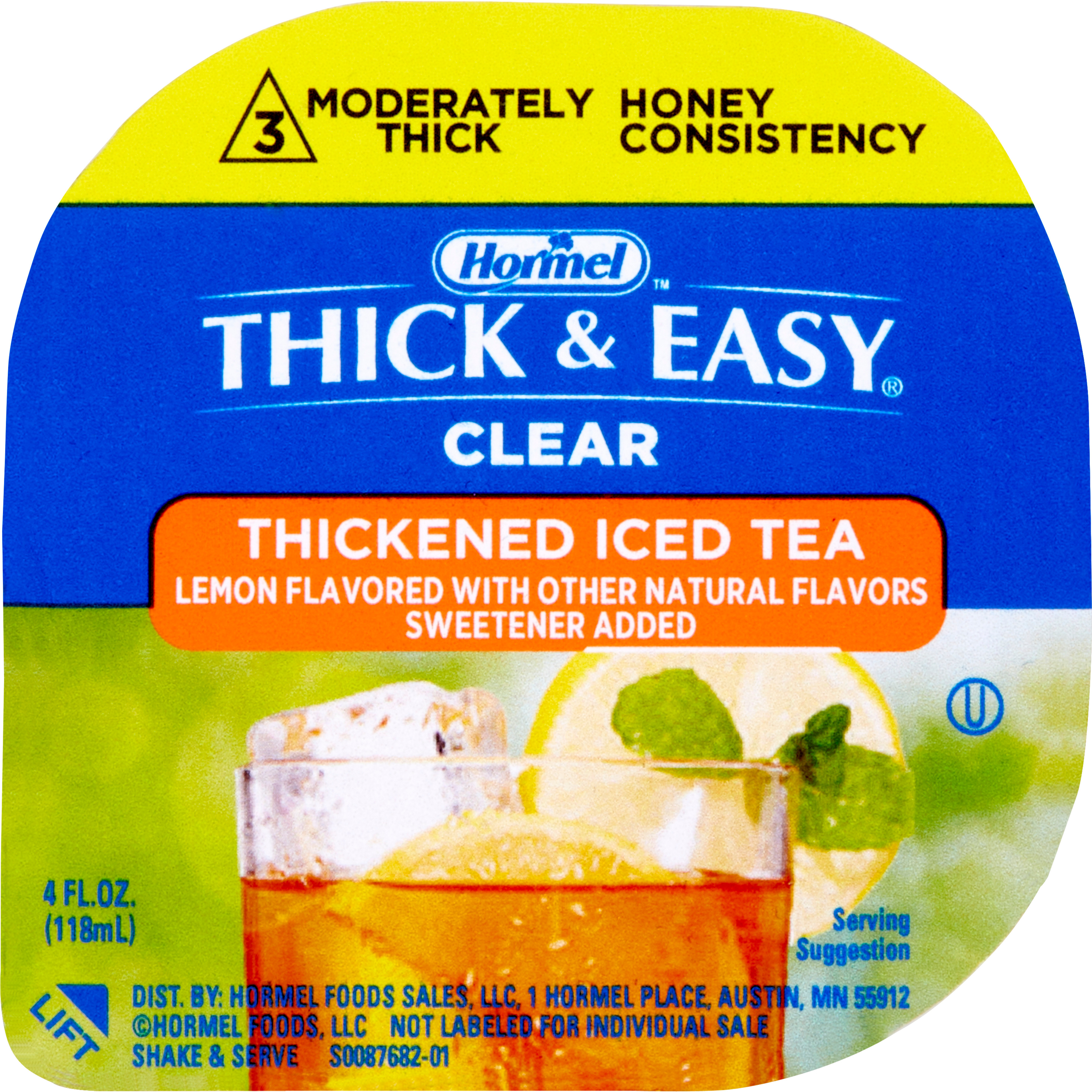 Hormel Thick & Easy Clear Thickened Beverage, Honey Consistency, Moderately Thick, Iced Tea