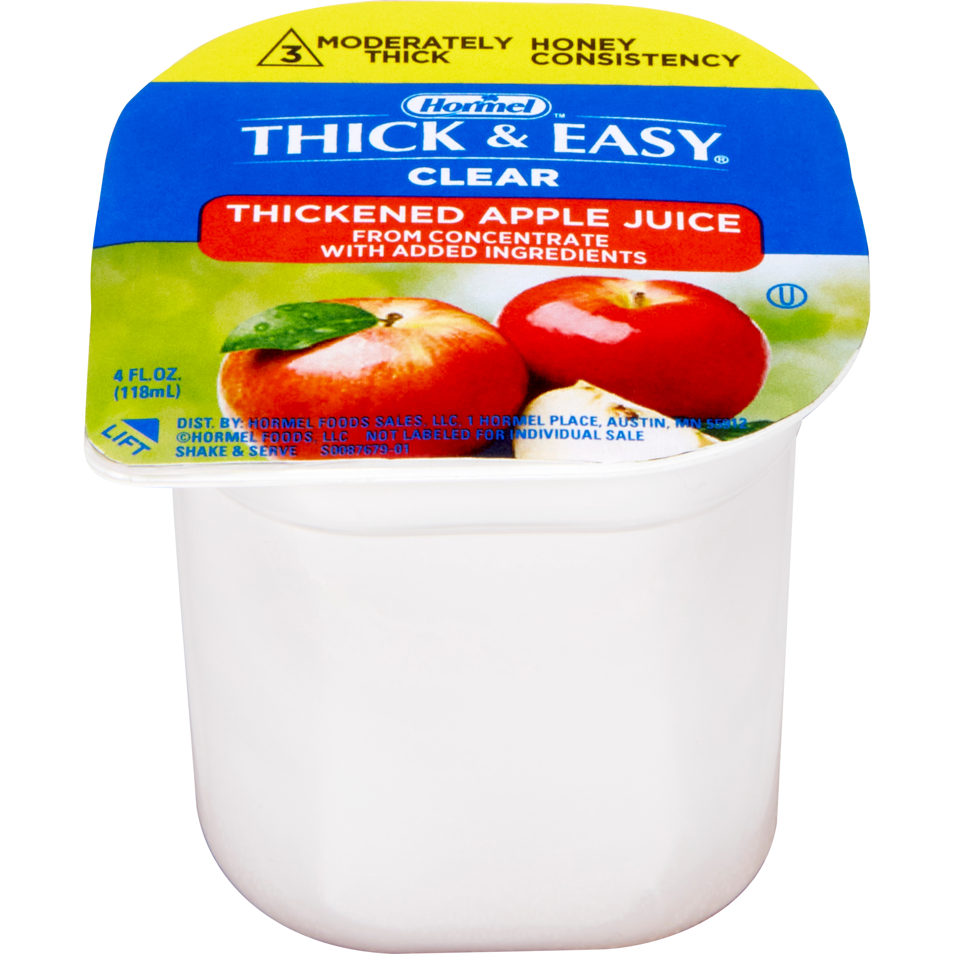Hormel Thick & Easy Clear Thickened Beverage, Honey Consistency, Moderately Thick, Apple Juice