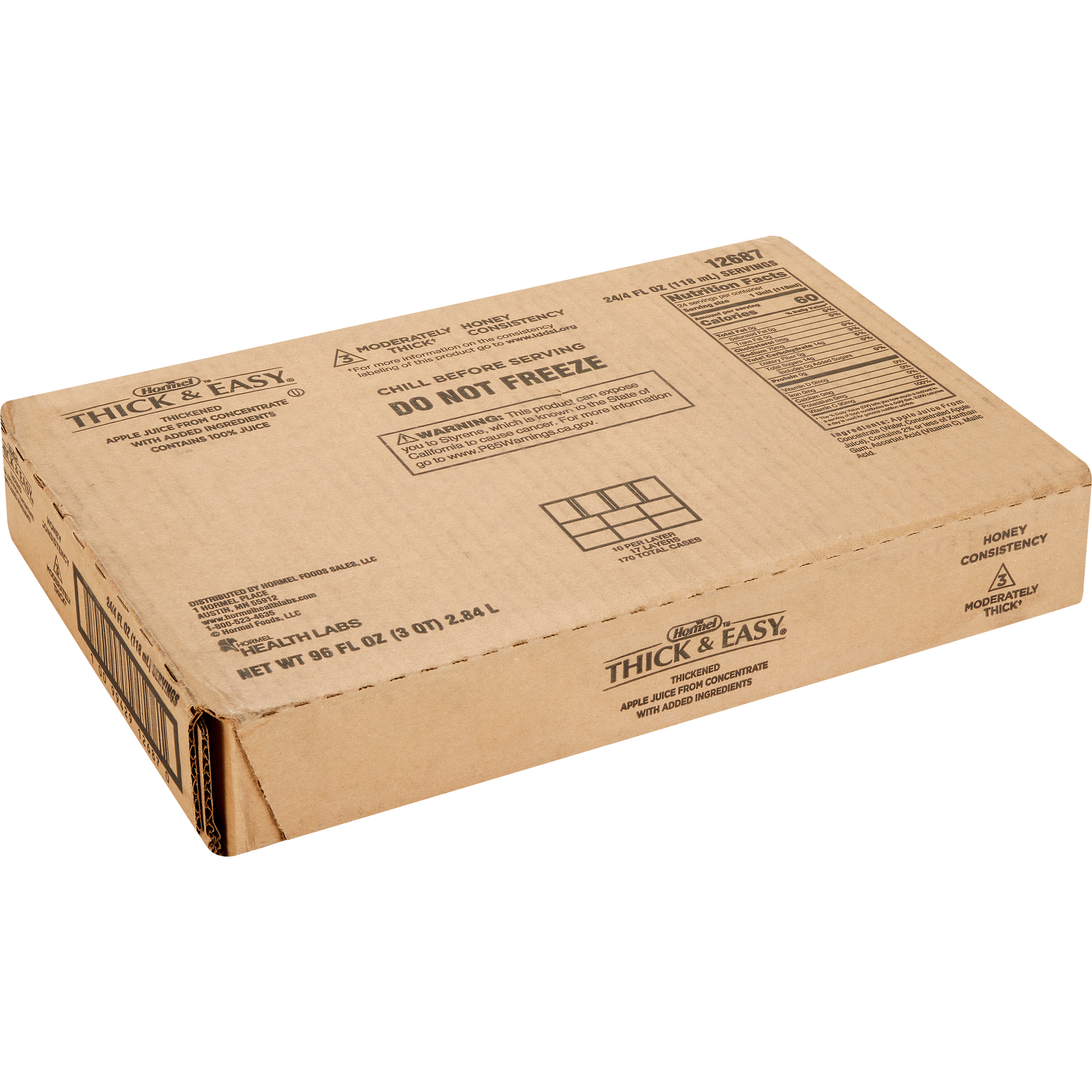 Hormel Thick & Easy Clear Thickened Beverage, Honey Consistency, Moderately Thick, Apple Juice