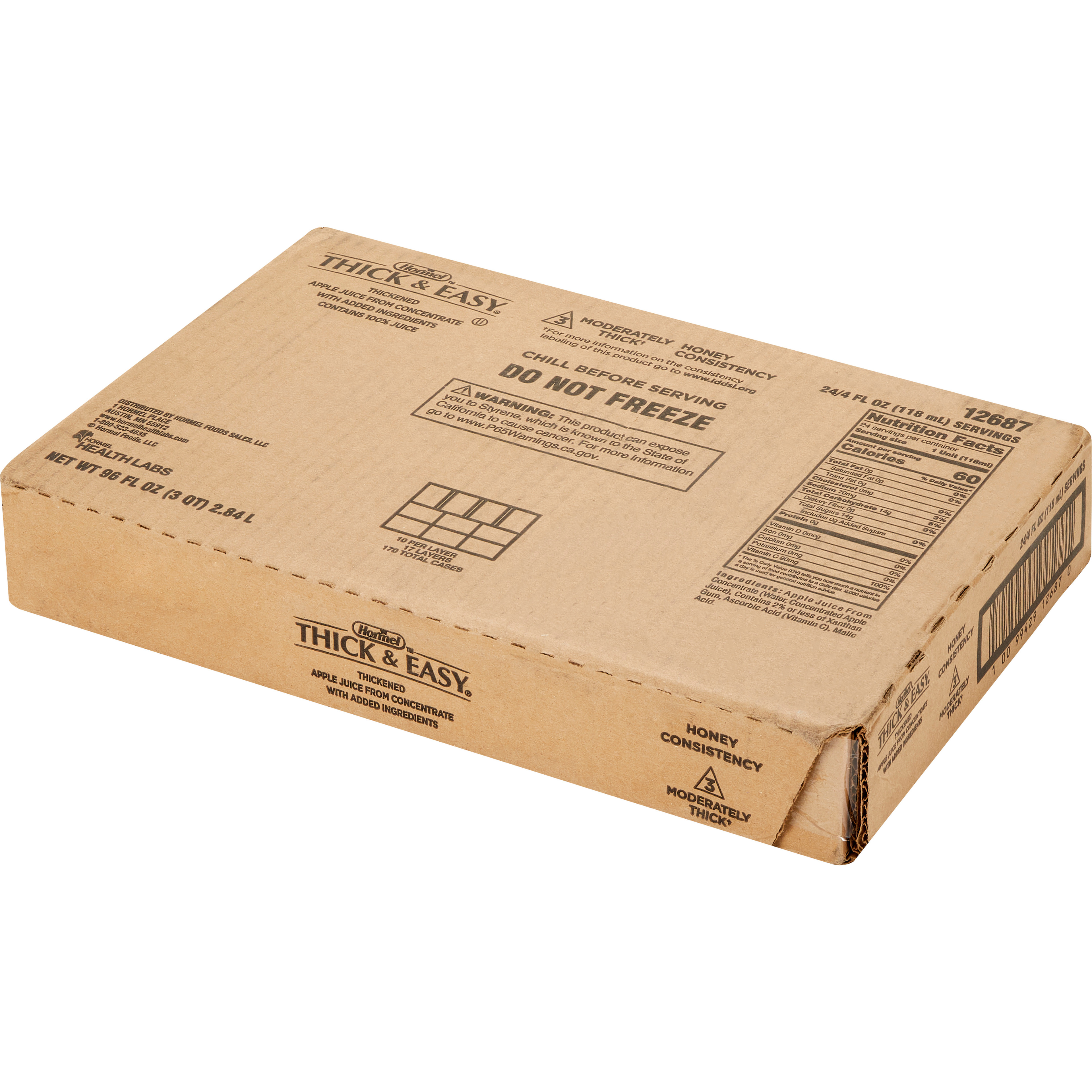 Hormel Thick & Easy Clear Thickened Beverage, Honey Consistency, Moderately Thick, Apple Juice