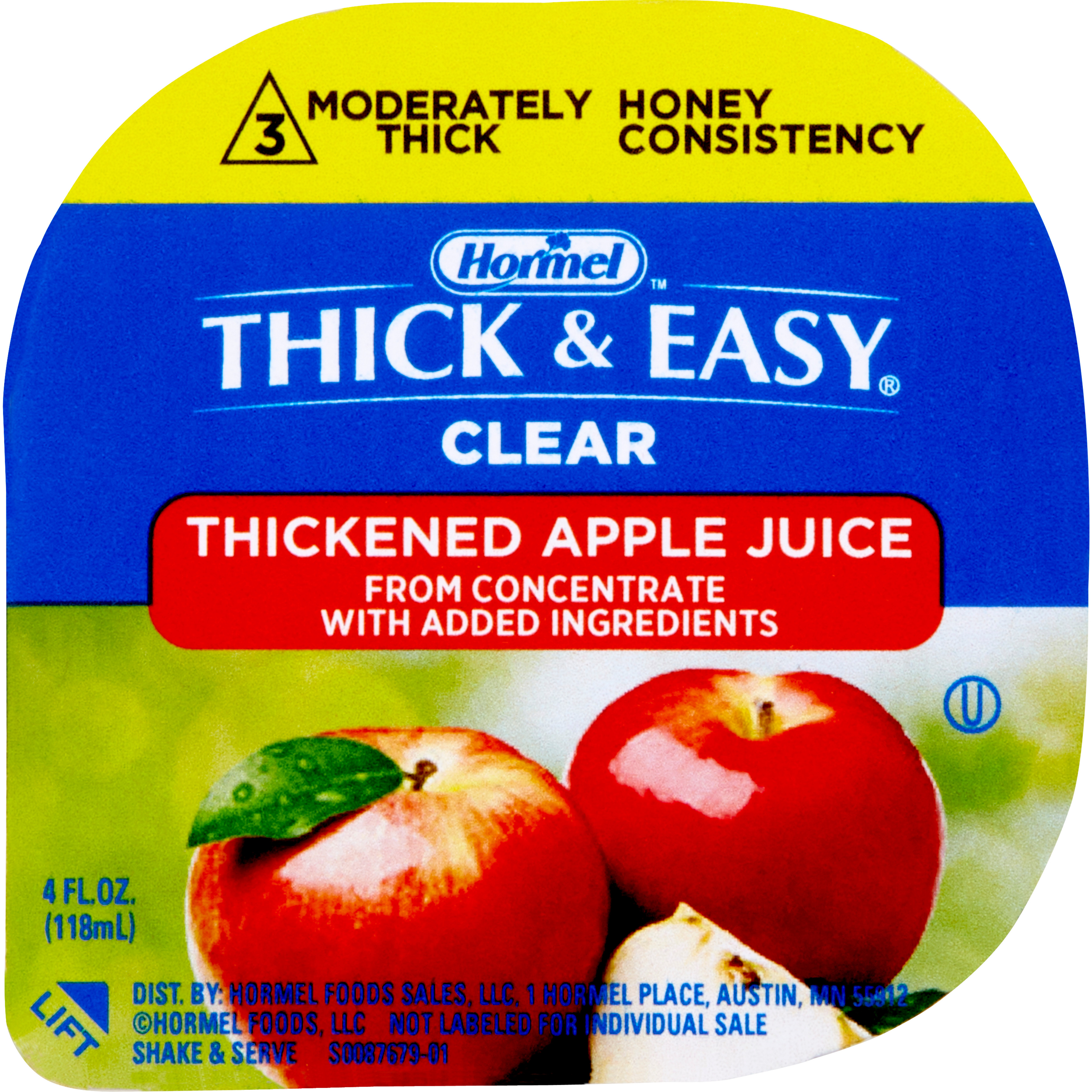 Hormel Thick & Easy Clear Thickened Beverage, Honey Consistency, Moderately Thick, Apple Juice