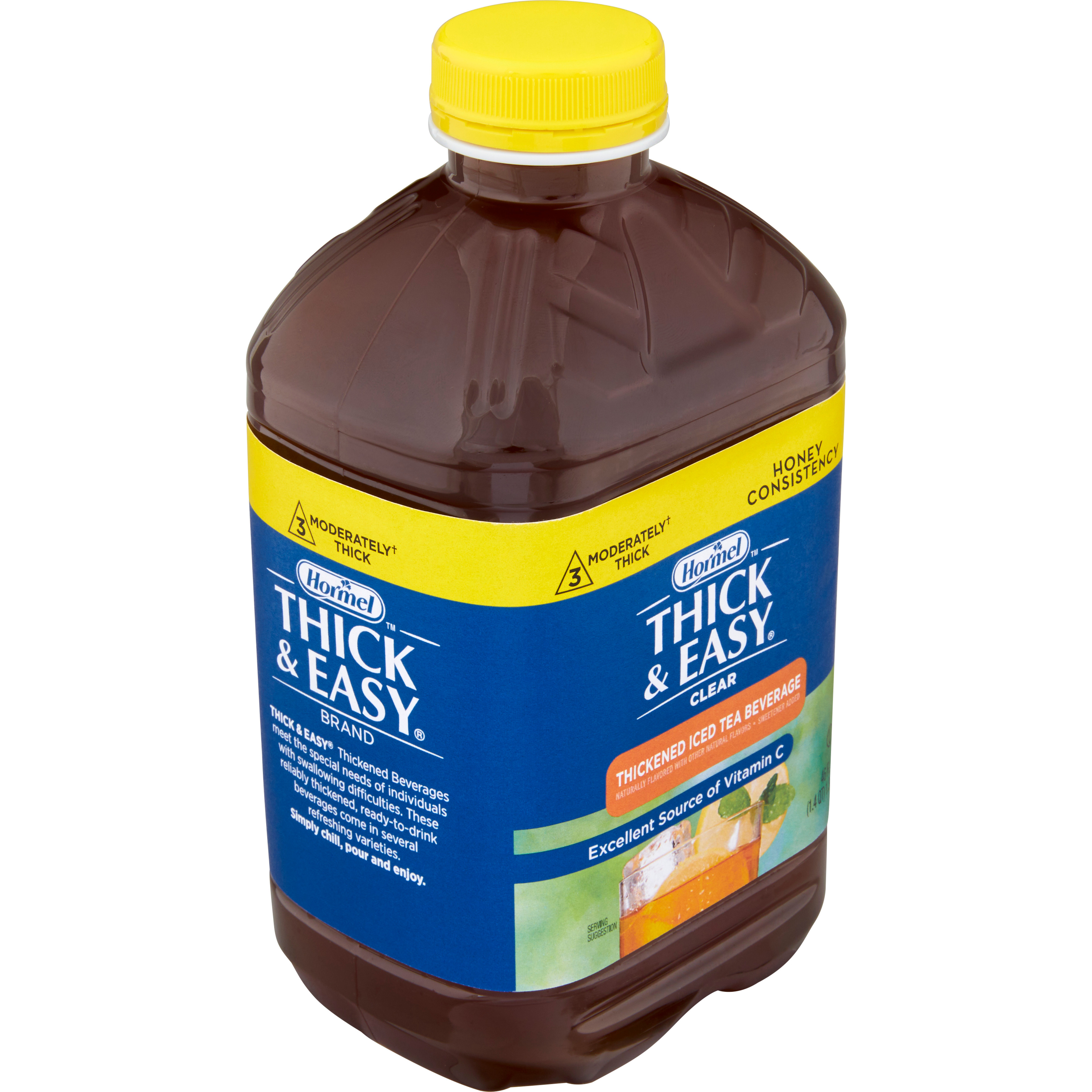 Hormel Thick & Easy Clear Thickened Beverage, Honey Consistency, Moderately Thick, Iced Tea, 46 oz.
