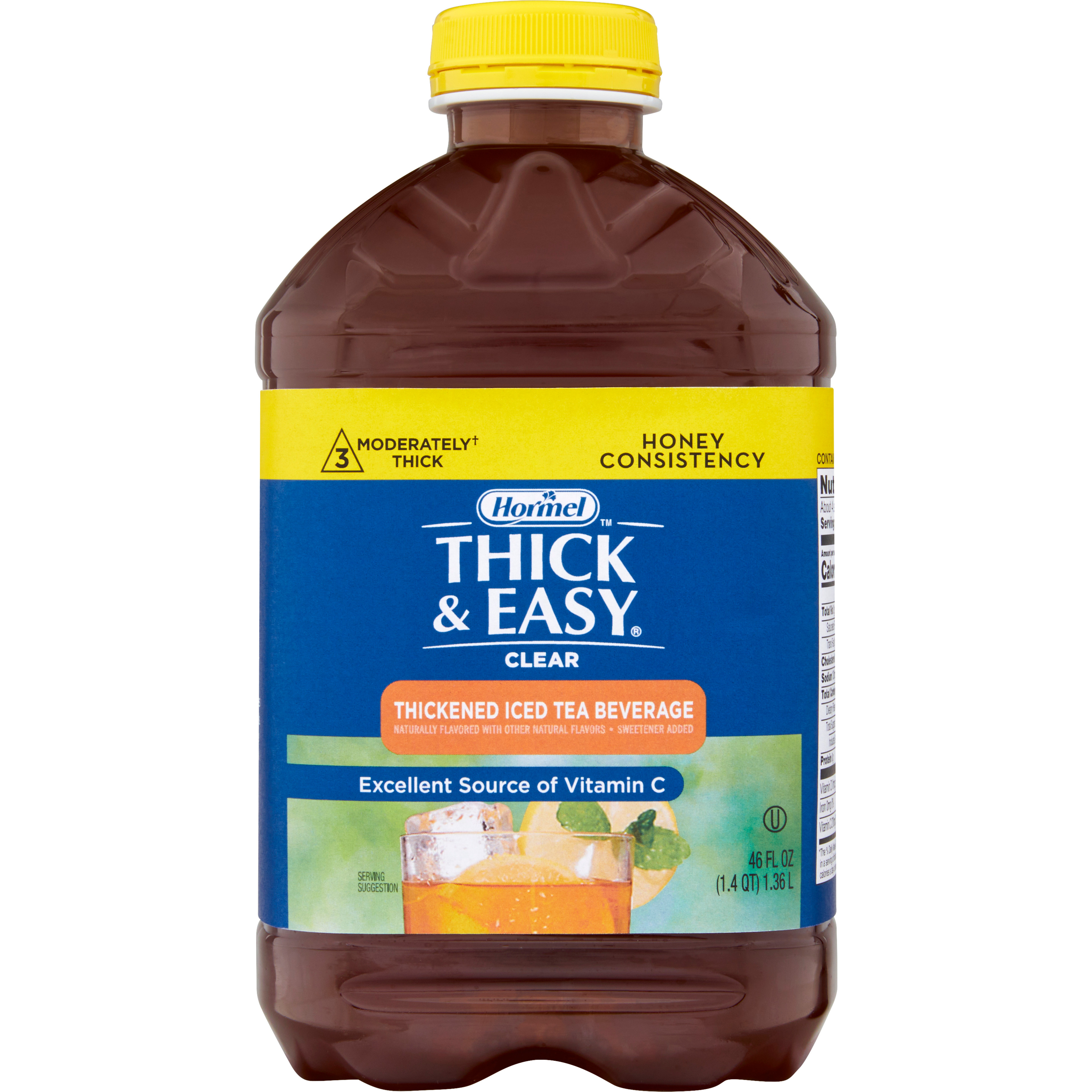 Hormel Thick & Easy Clear Thickened Beverage, Honey Consistency, Moderately Thick, Iced Tea, 46 oz.