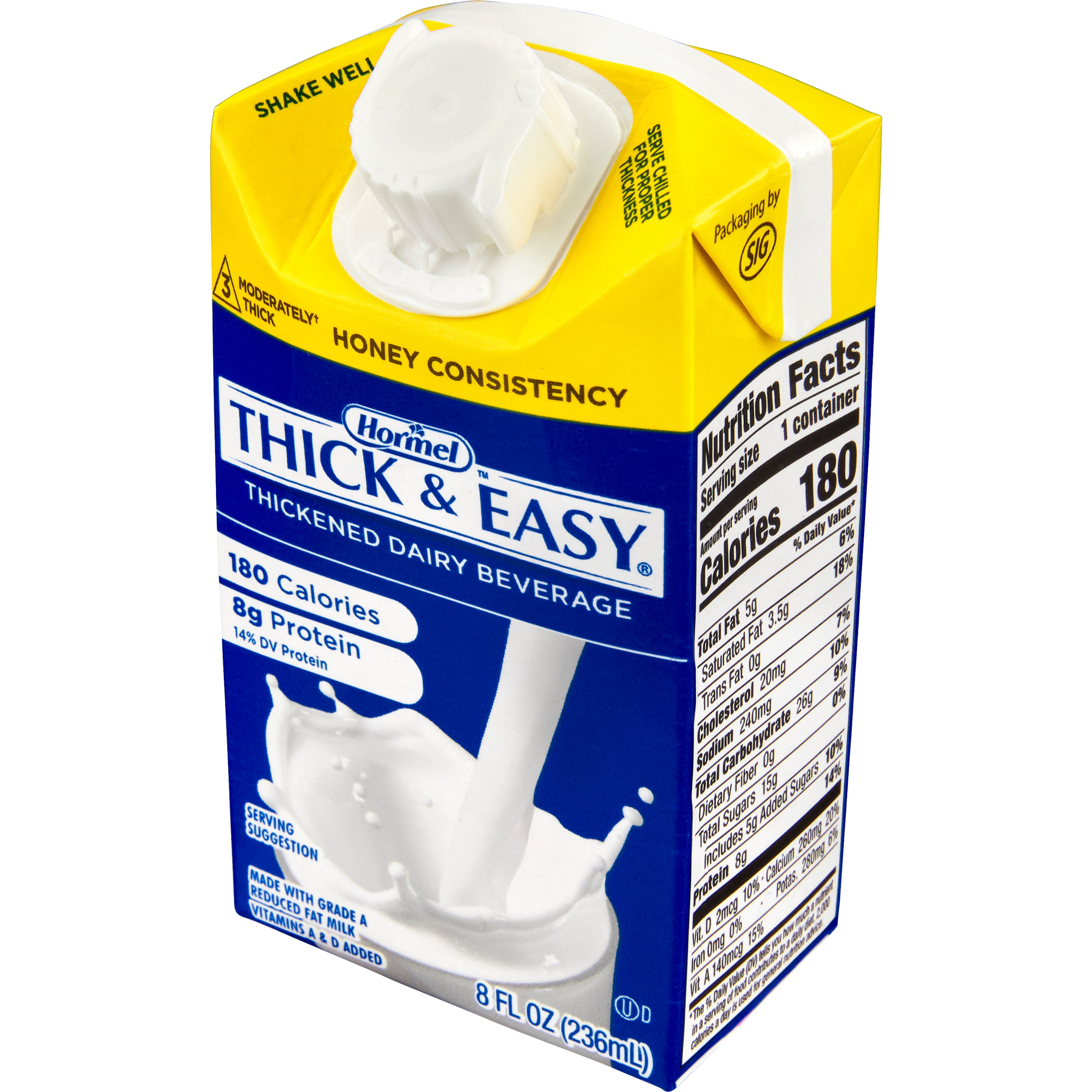 Hormel Thick & Easy Thickened Dairy Beverage, Honey Consistency, Moderately Thick