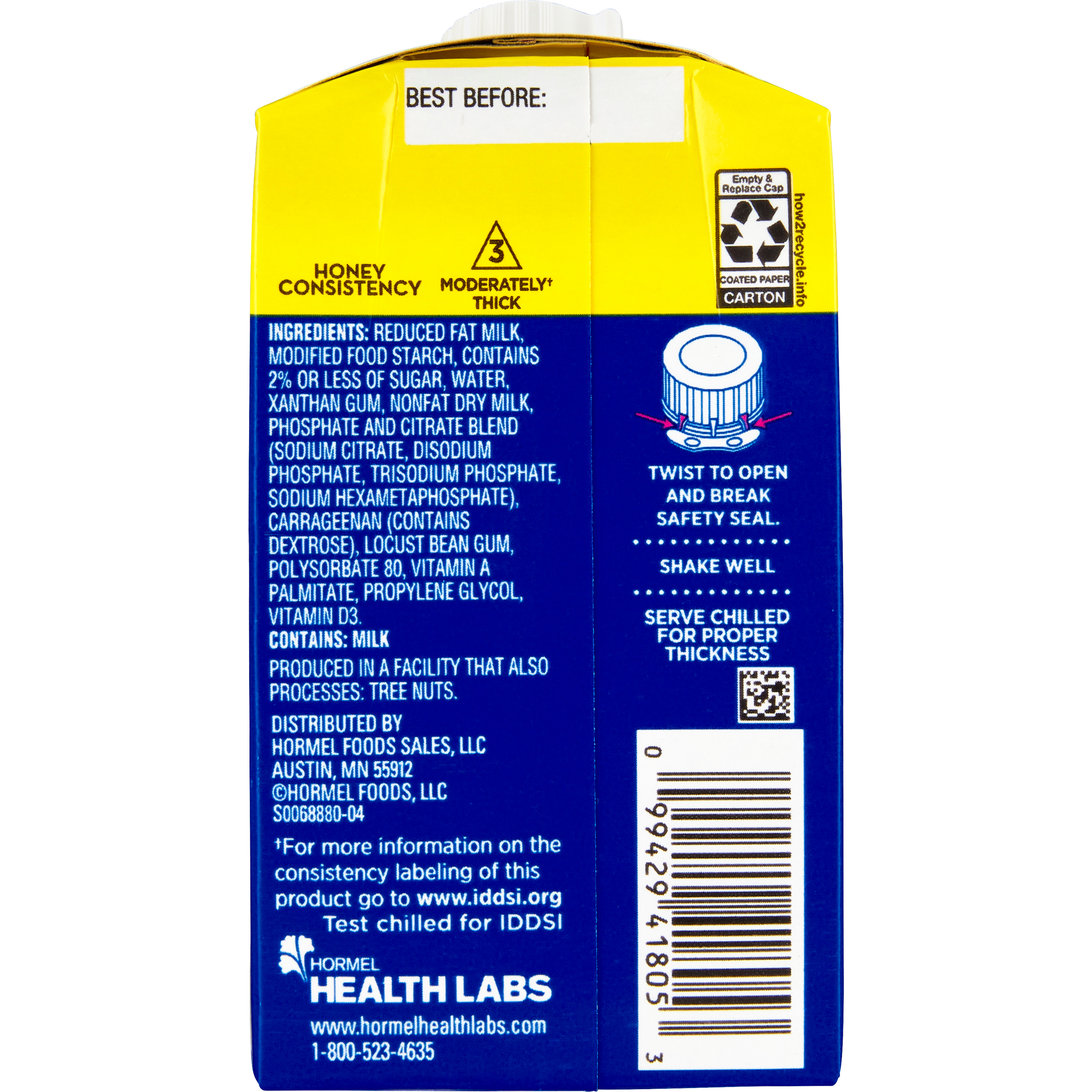 Hormel Thick & Easy Thickened Dairy Beverage, Honey Consistency, Moderately Thick