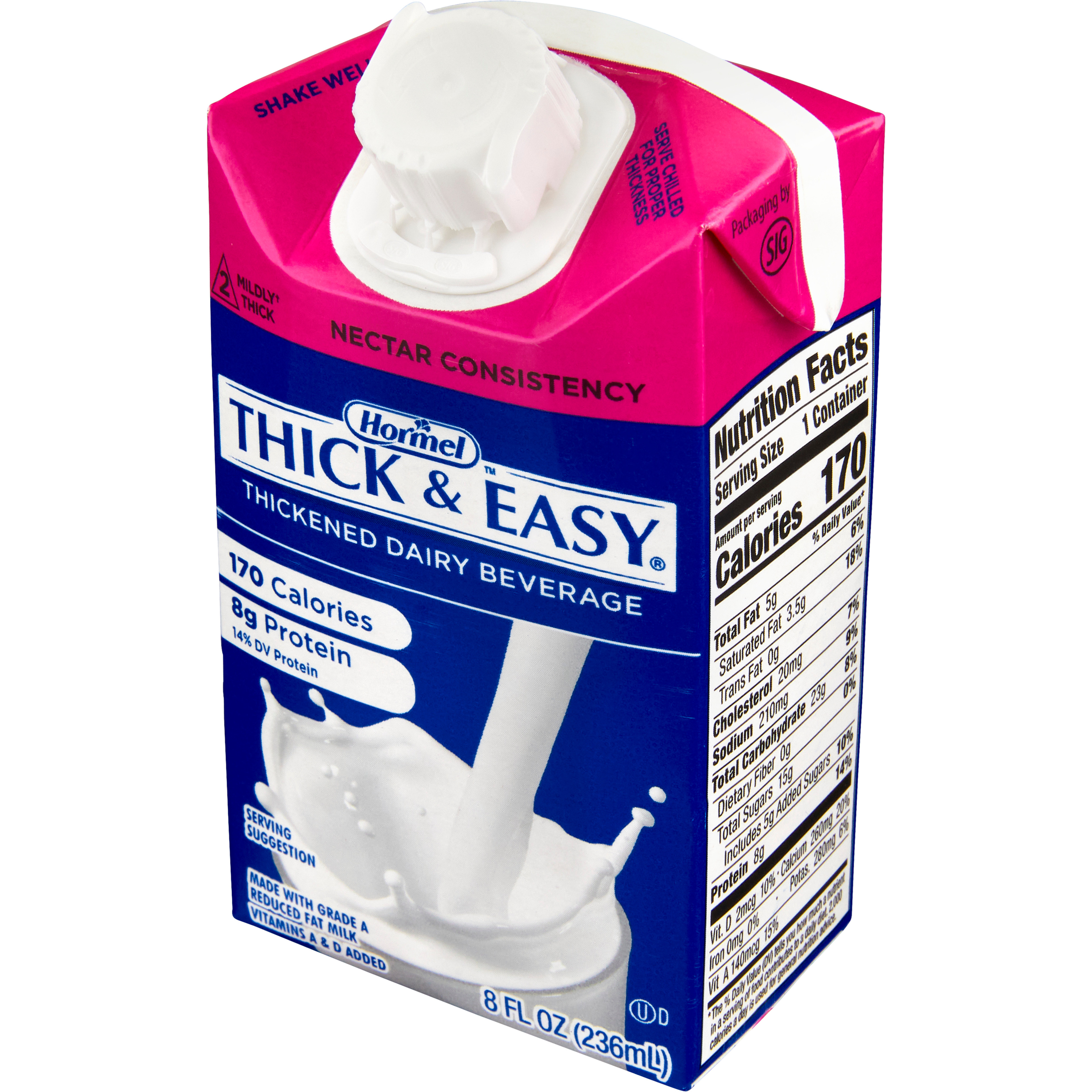 Hormel Thick & Easy Thickened Dairy Beverage, Nectar Consistency, Mildly Thick