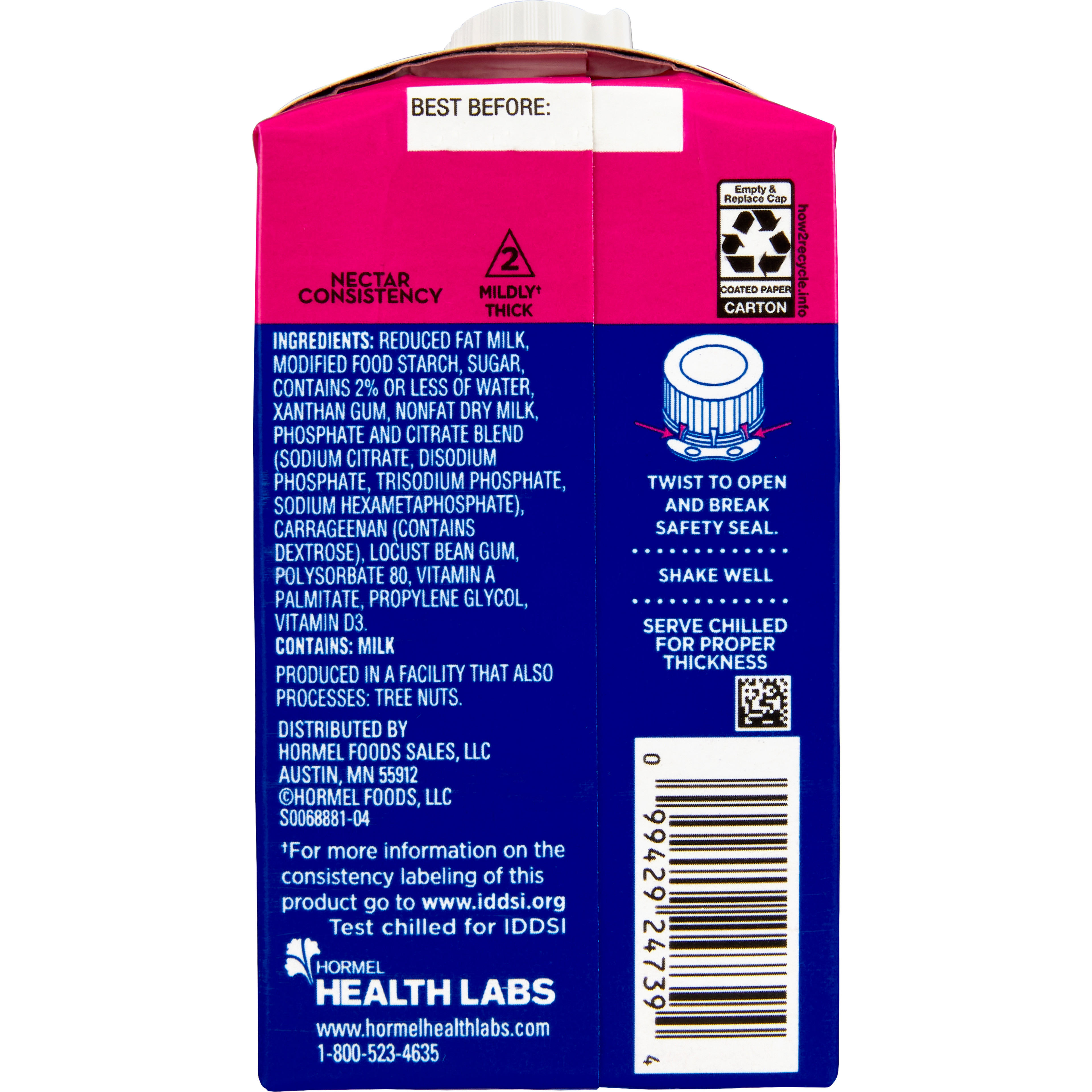 Hormel Thick & Easy Thickened Dairy Beverage, Nectar Consistency, Mildly Thick