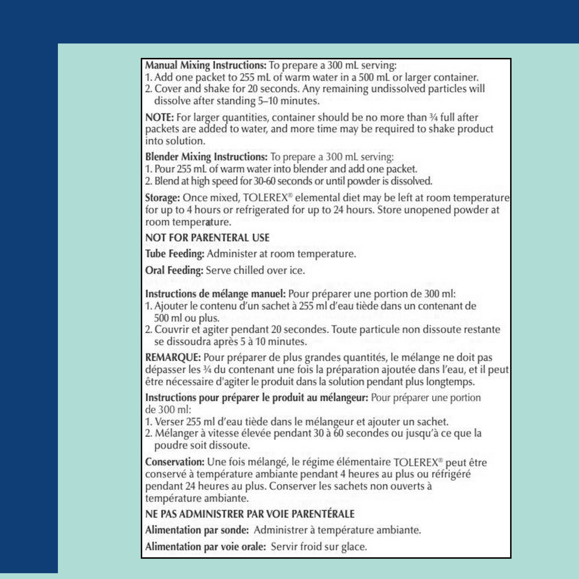 Nestle HealthScience Tolorex Formulated Liquid Diet Elemental Powder Tube Feeding Formula, 10043900458059, Carton of 6