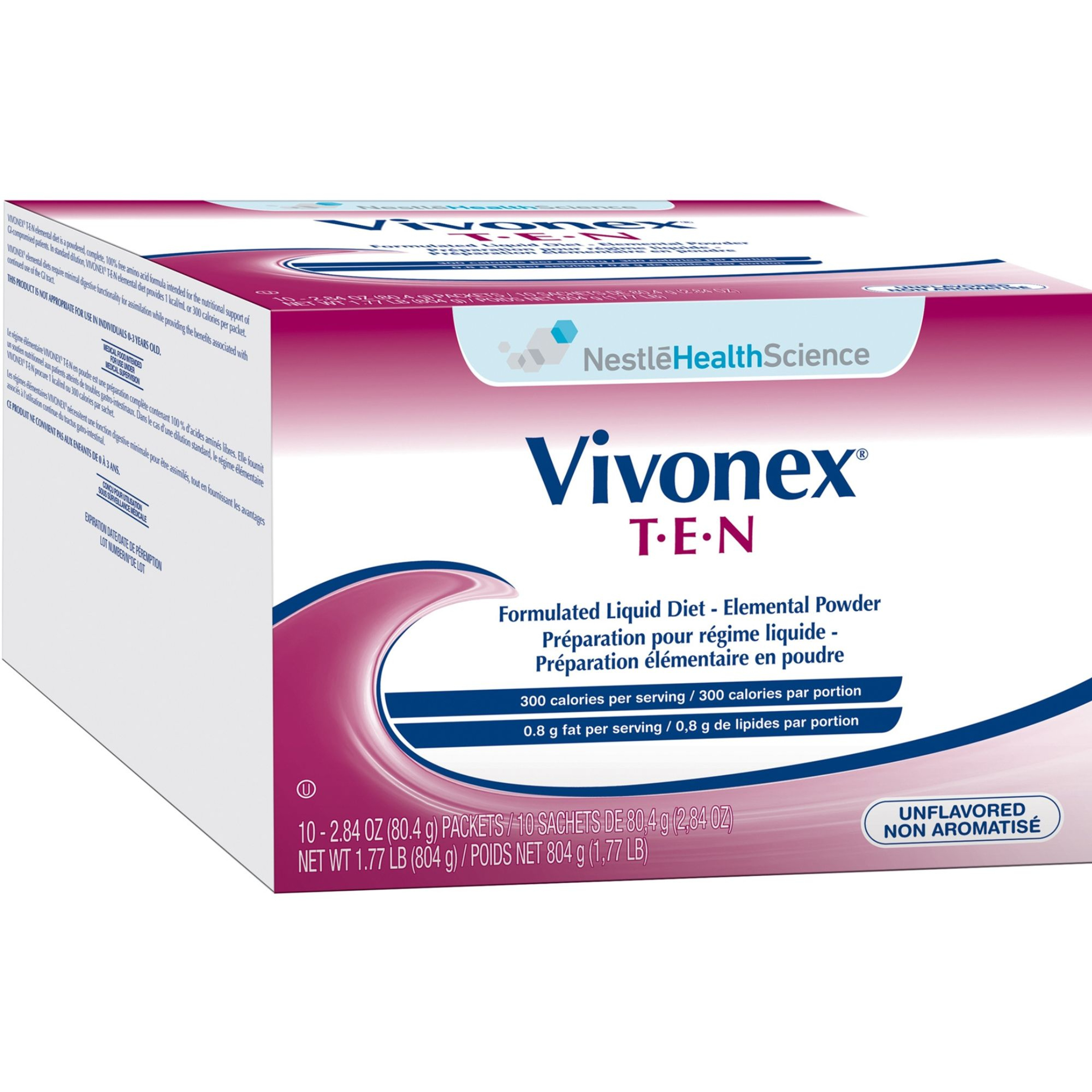 Nestle HealthScience Vivonex T.E.N Formulated Liquid Diet Elemental Powder Tube Feeding Formula, Individual Packet, 10043900712748, Box of 10