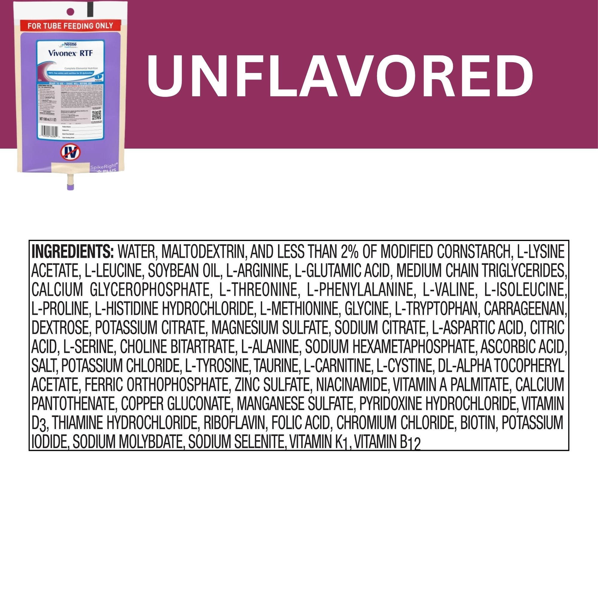 Nestle HealthScience Vivonex RTF Complete Elemental Nutrition Tube Feeding Formula, 33.8 oz., 10043900362806, 1 Each