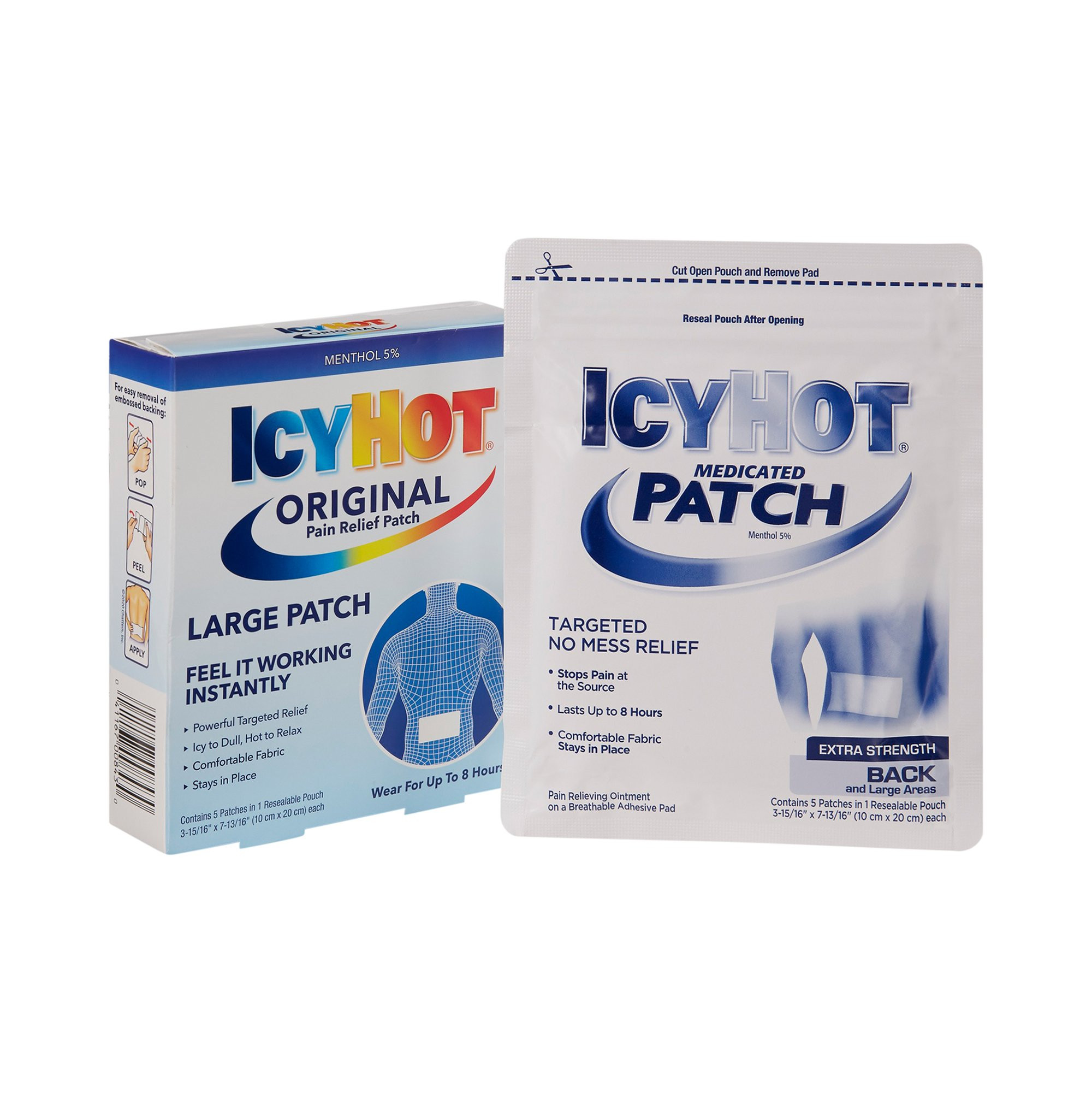 Icy Hot Medicated Patch, Menthol, 5 Per Box, 41167004843, 1 Pack