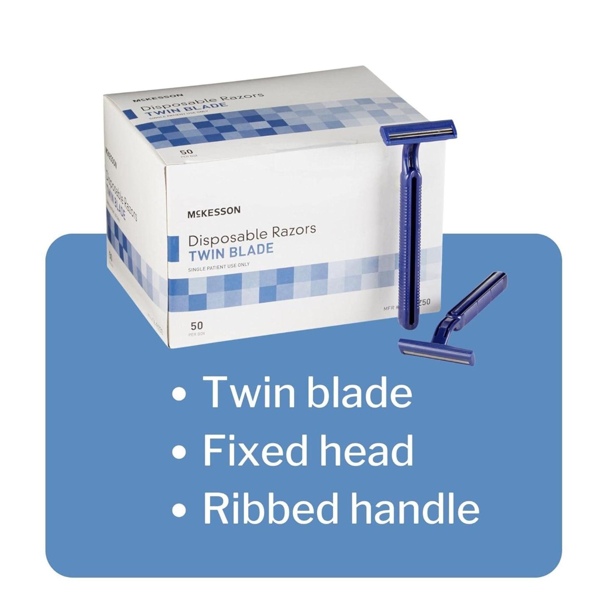 McKesson Disposable Razors, Twin Blade, 16-RZ50, Box of 50