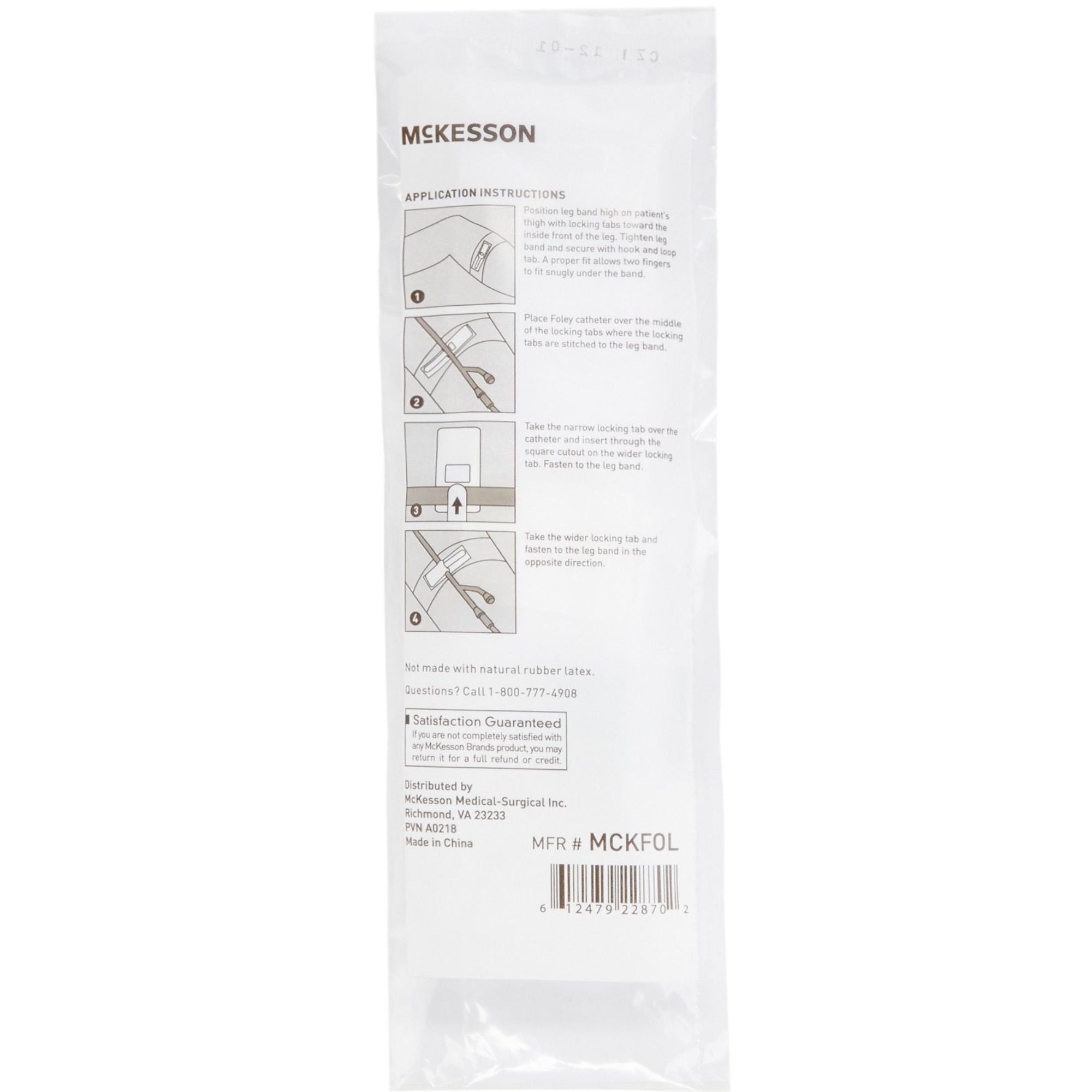 McKesson Foley Catheter Holder with Dual-Locking Tabs, 2 X 24", NonSterile, MCKFOL, Box of 10