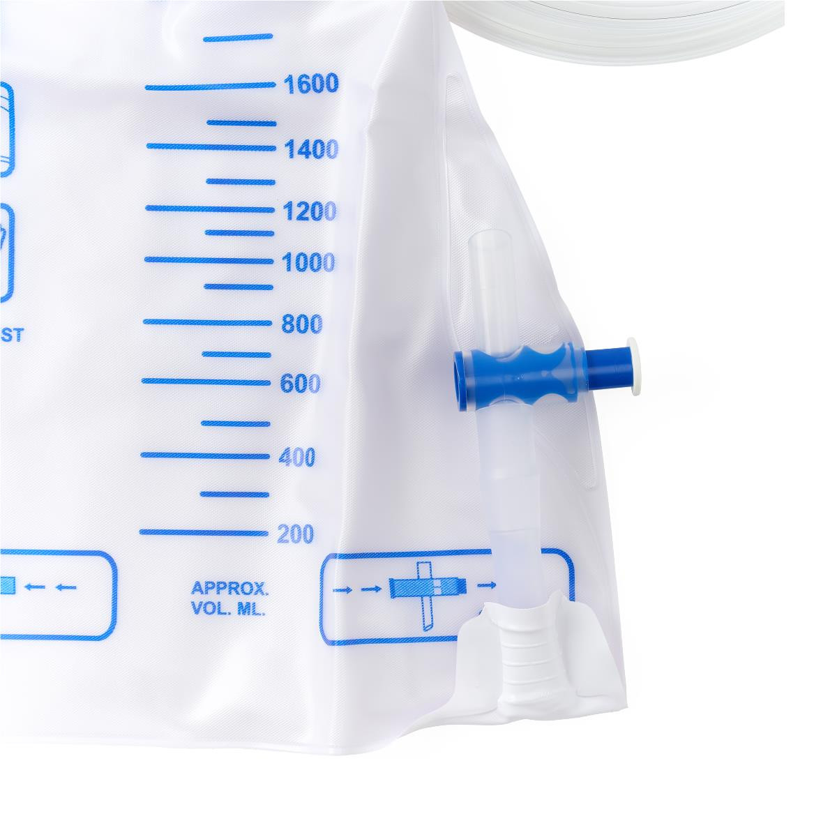 Medline Anti-Reflux Urinary Drain Bag, 2000 mL