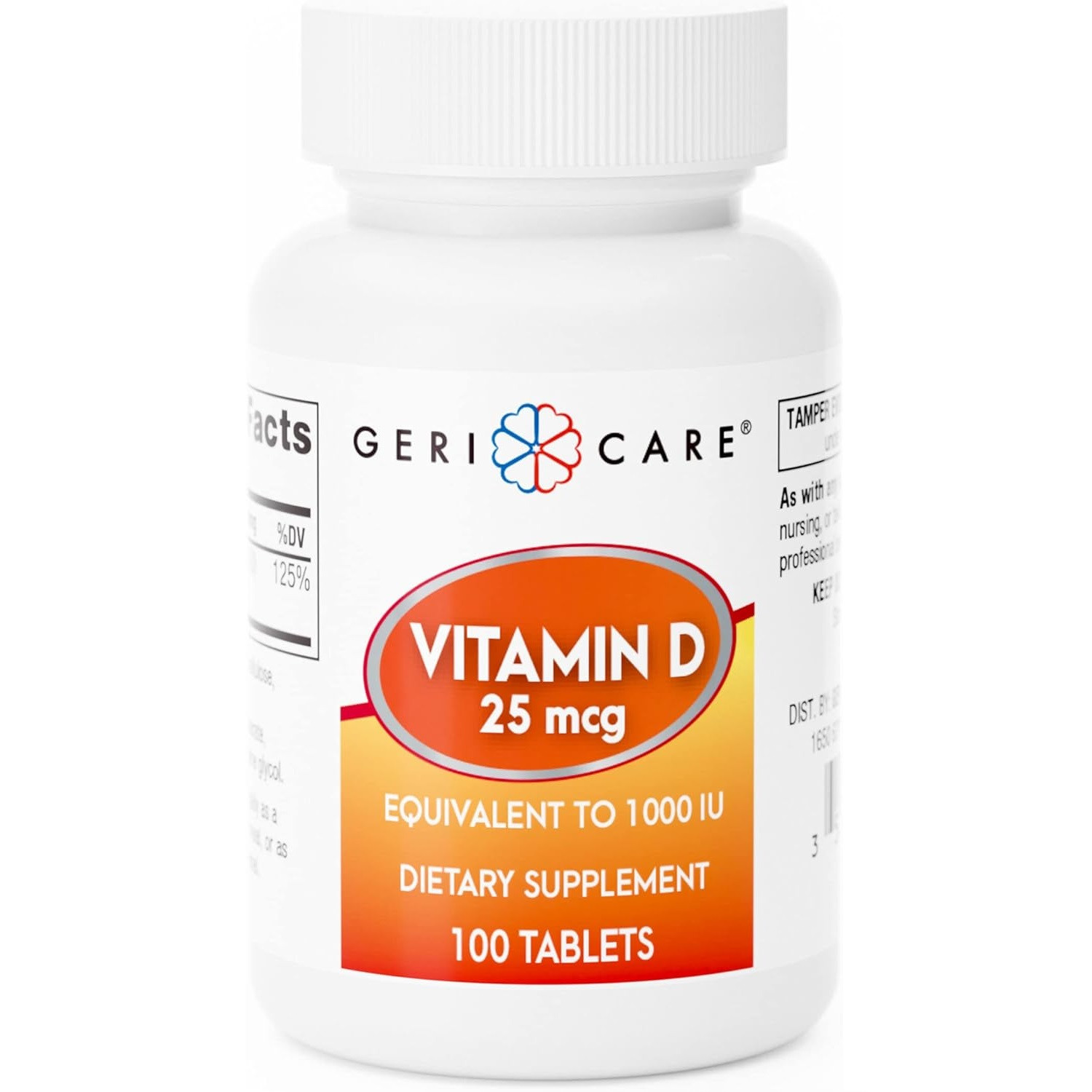 Geri-Care Vitamin D3 Tablets, 1000 IU Strength, 100 Per Bottle