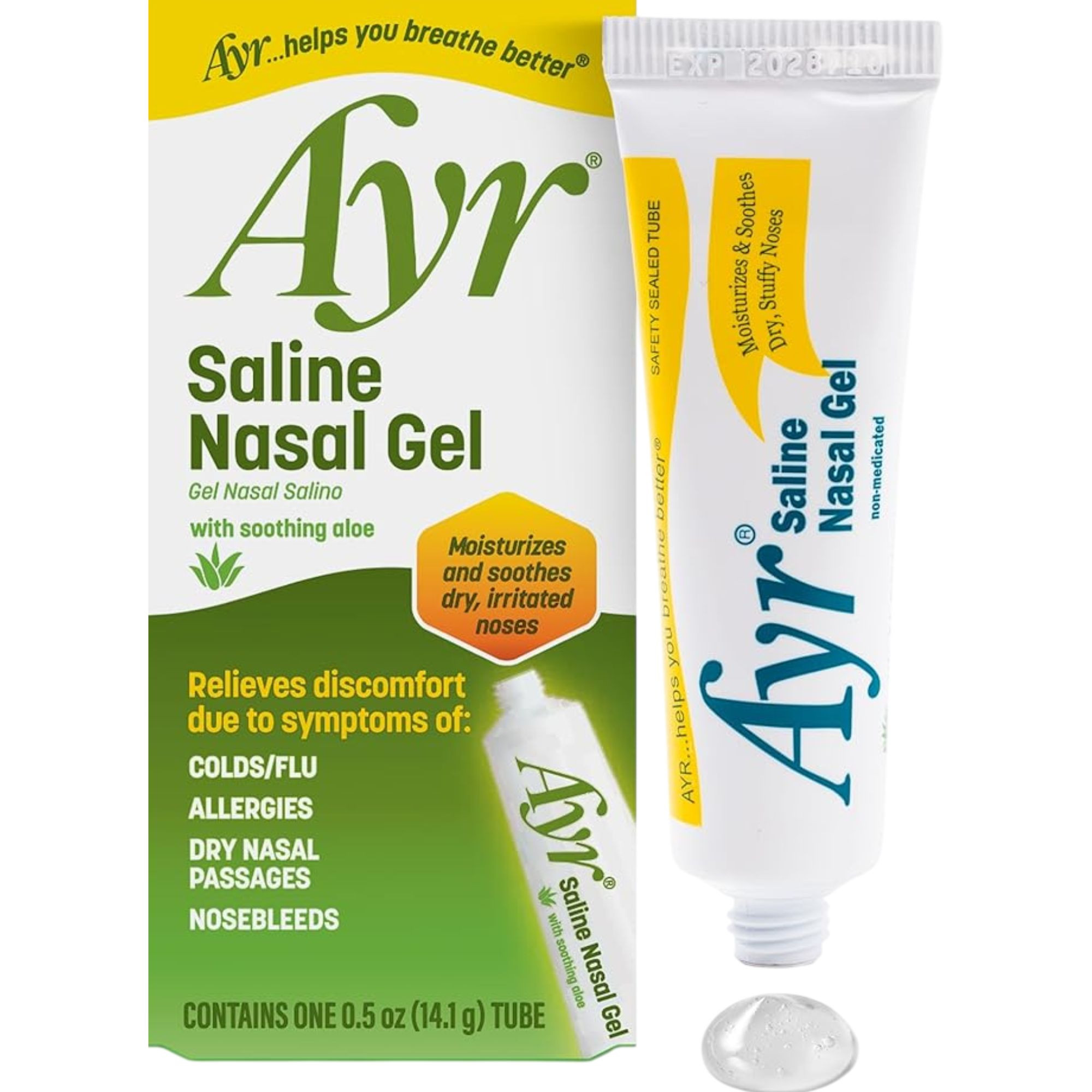 Ayr Saline Nasal Gel with Soothing Aloe, 0.5 oz, 00225052547, 1 Each