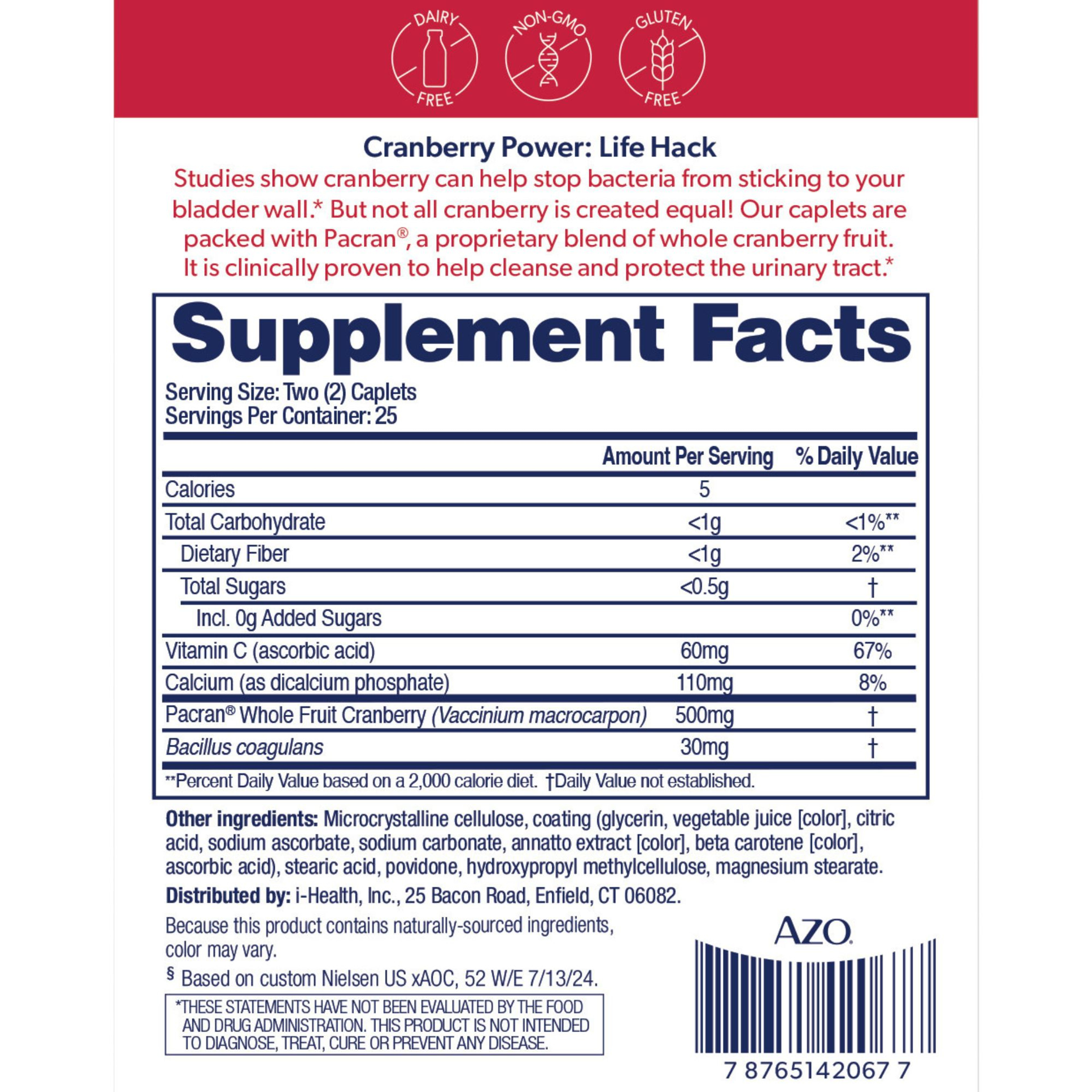 Azo Urinary Tract Health Cranberry Supplement, 50 Tablets