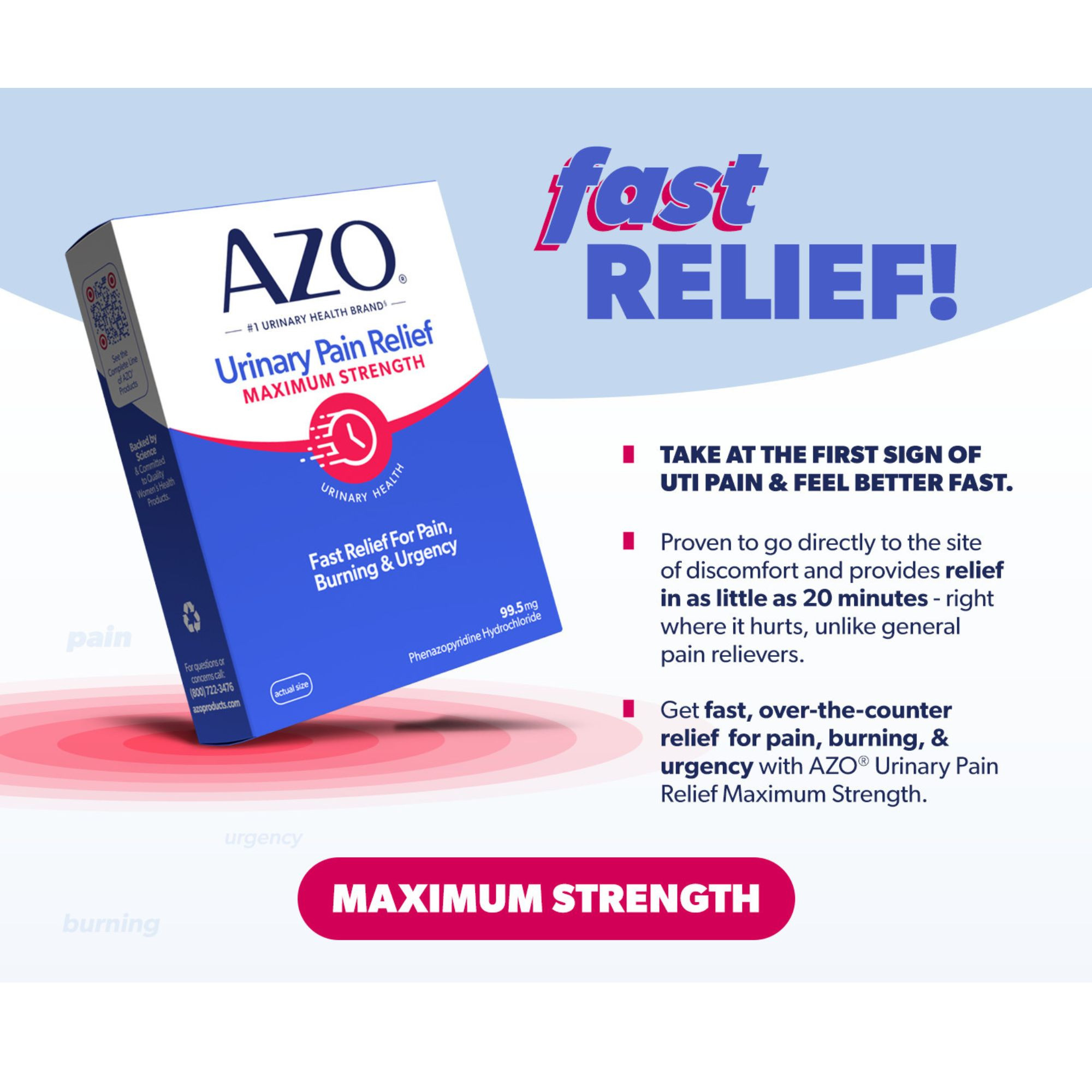 Azo Urinary Pain Relief, Maximum Strength, 12 Tablets