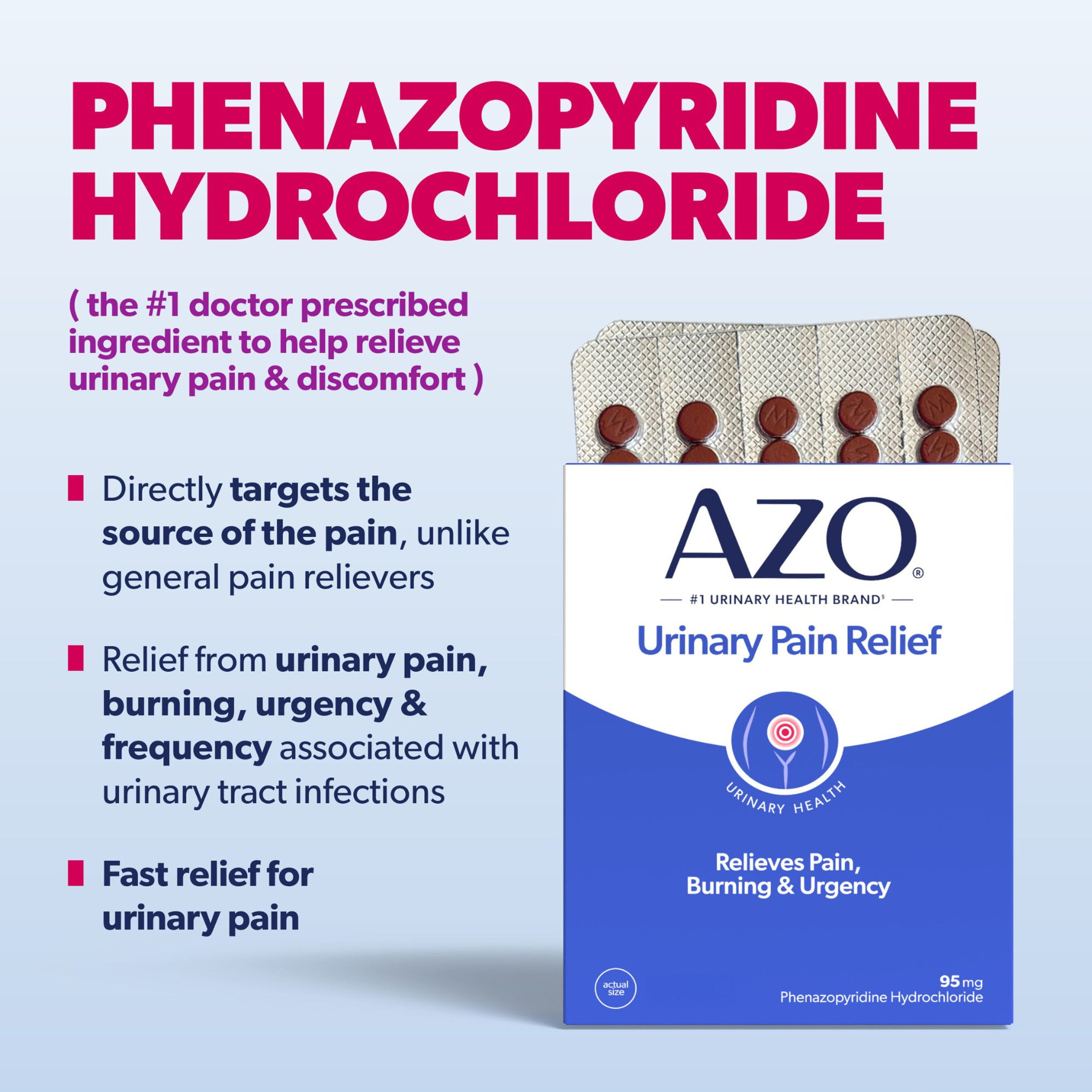 Azo Standard Urinary Pain Relief, 30 Tablets, 87651030152, 1 Bottle