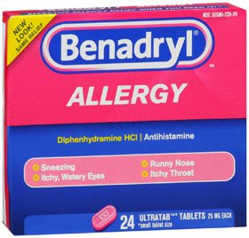 Benadryl Allergy Relief, 25 mg, 25 Tablets, 10312547170311, 1 Box
