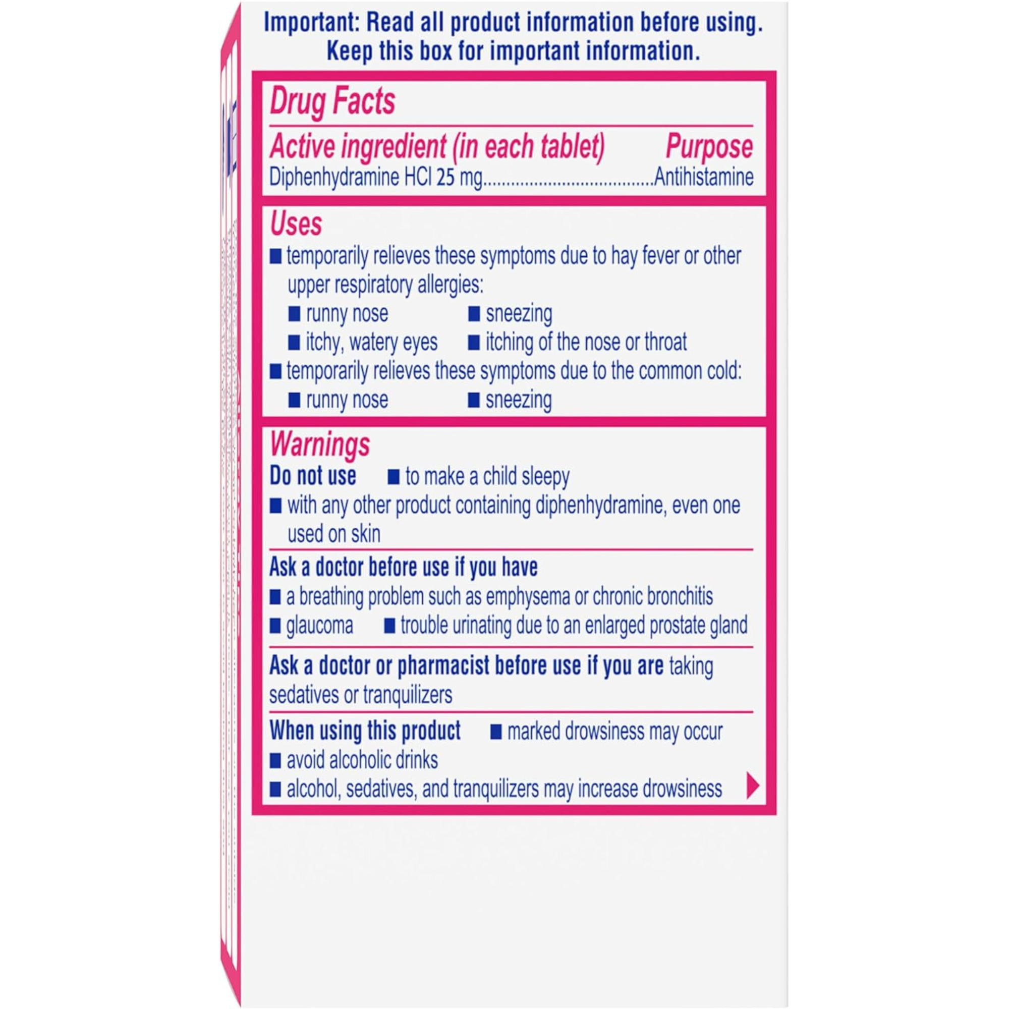 Benadryl Allergy Relief, 25 mg, Tablets